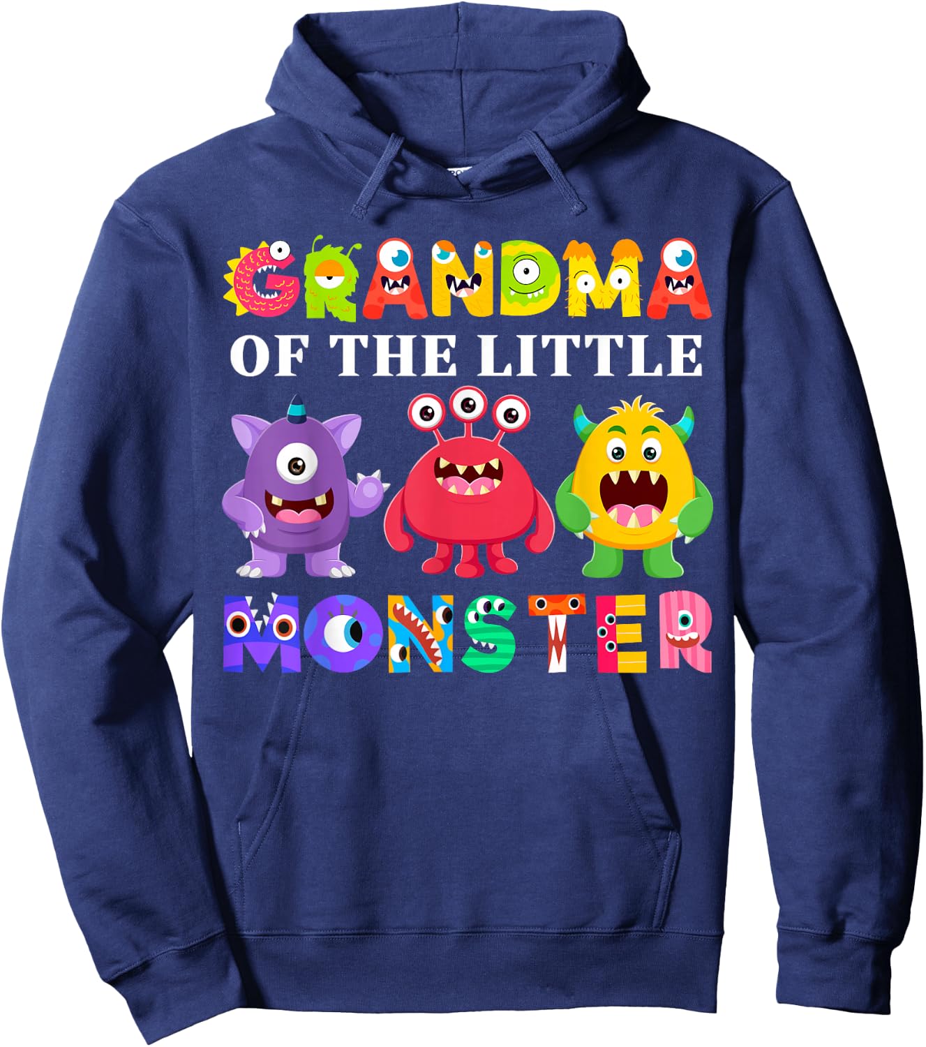 Grandma Of The Little Monster Birthday Party Family Monster Hoodie - Hoodie | Navy