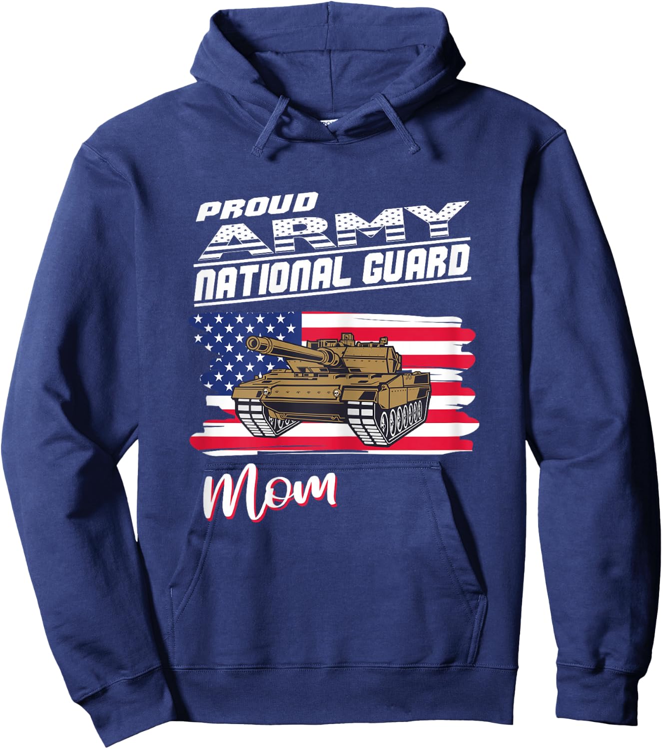Proud Army National Guard Mom USA Heart Shirt Mothers Day Hoodie - Hoodie | Navy