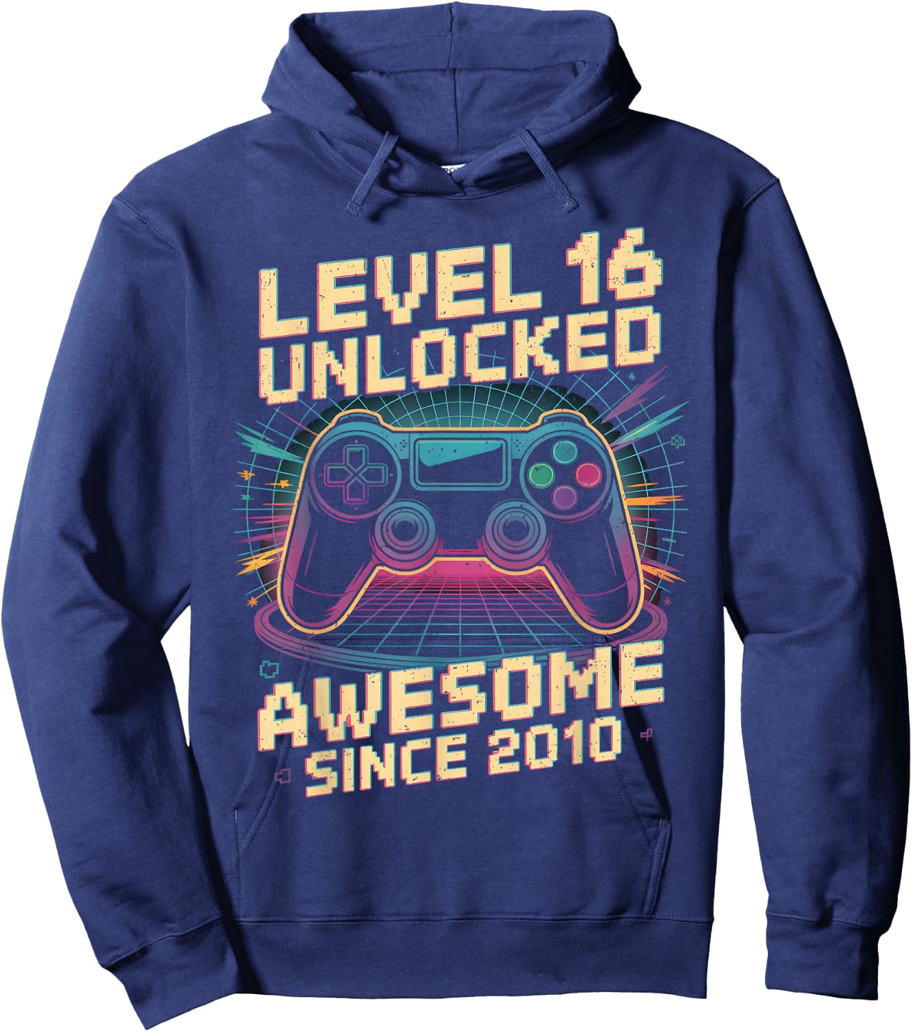 16 Year Old Boy Level 16 Gamer 2010 16th Birthday Party Gift Hoodie - Hoodie | Navy