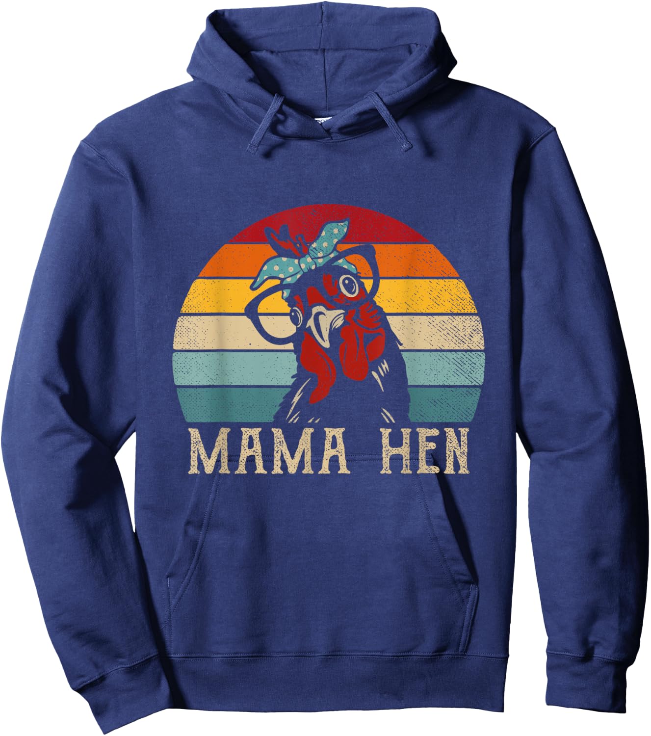 Funny Mama Hen Apparel 80s Vintage Retro Chicken Mom Mother Hoodie - Hoodie | Navy