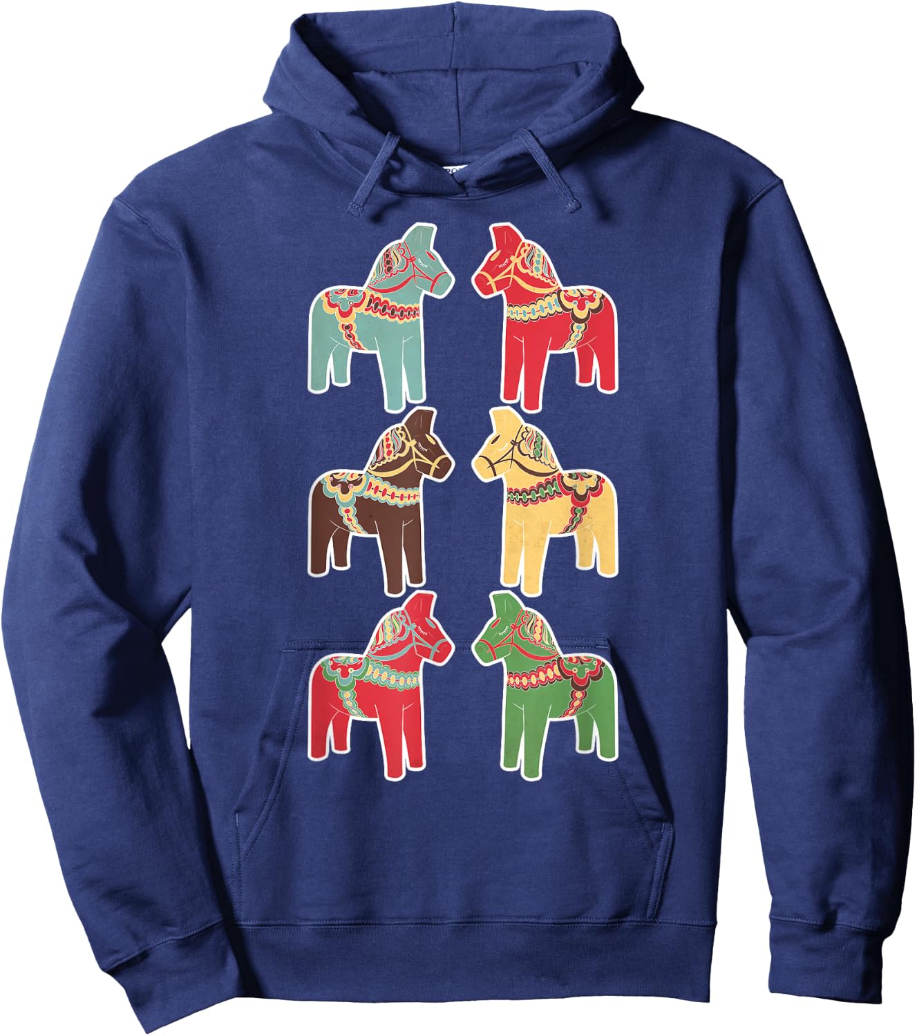 Dala Horses Swedish Vintage Hoodie - Hoodie | Navy