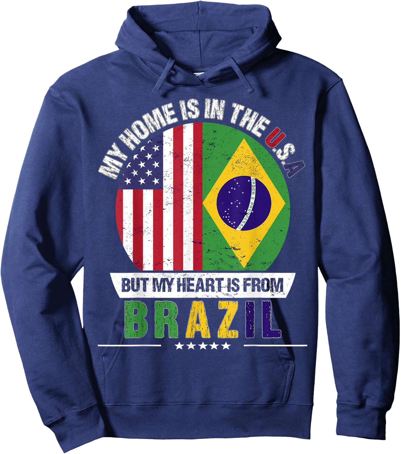 Brazilian American Patriot Heart is from Brazil Grown Hoodie - Hoodie | Navy