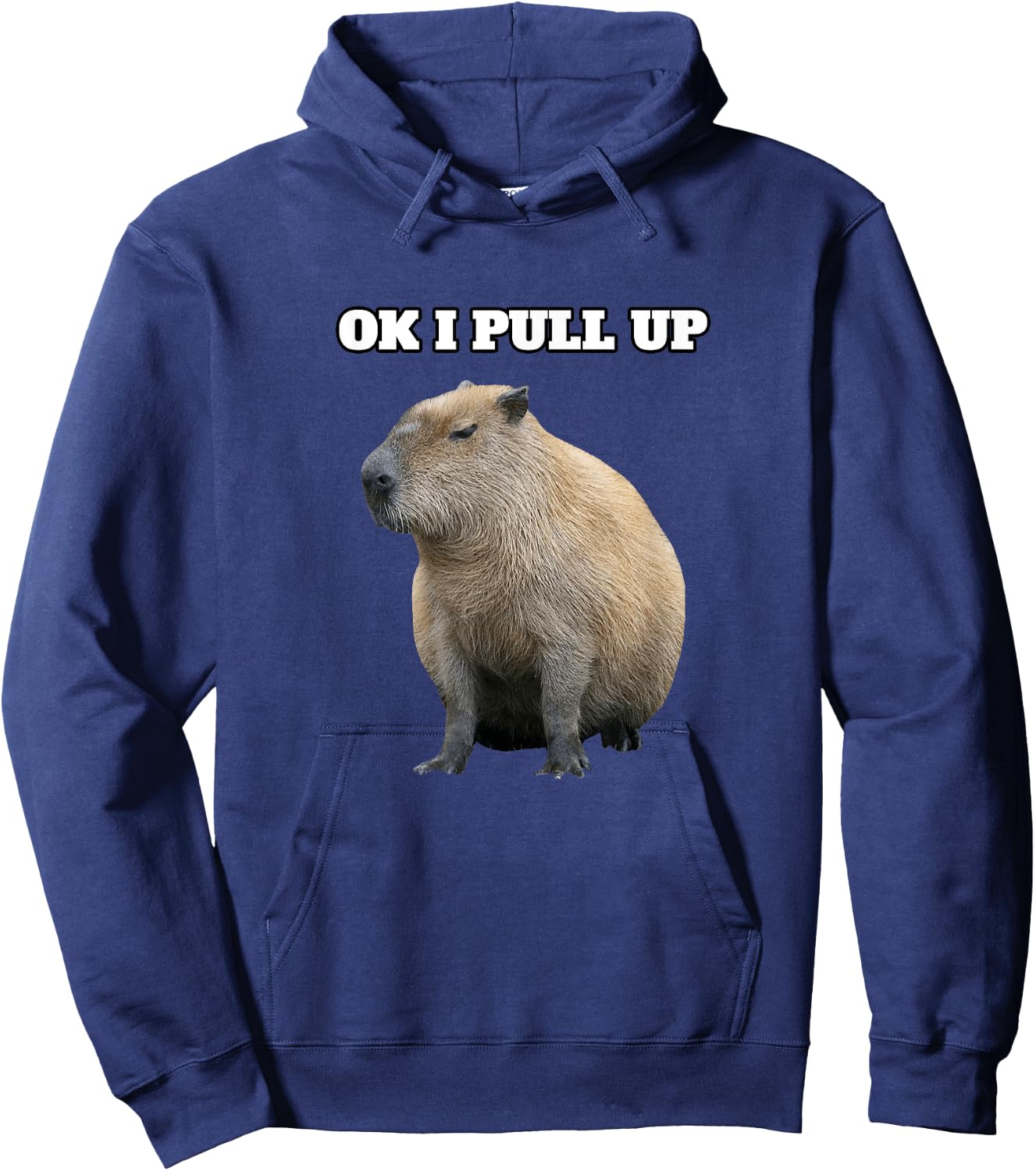 Ok I Pull Up" Capybara Black - Classic Fit, , Cap Sleeve Hoodie - Hoodie | Navy