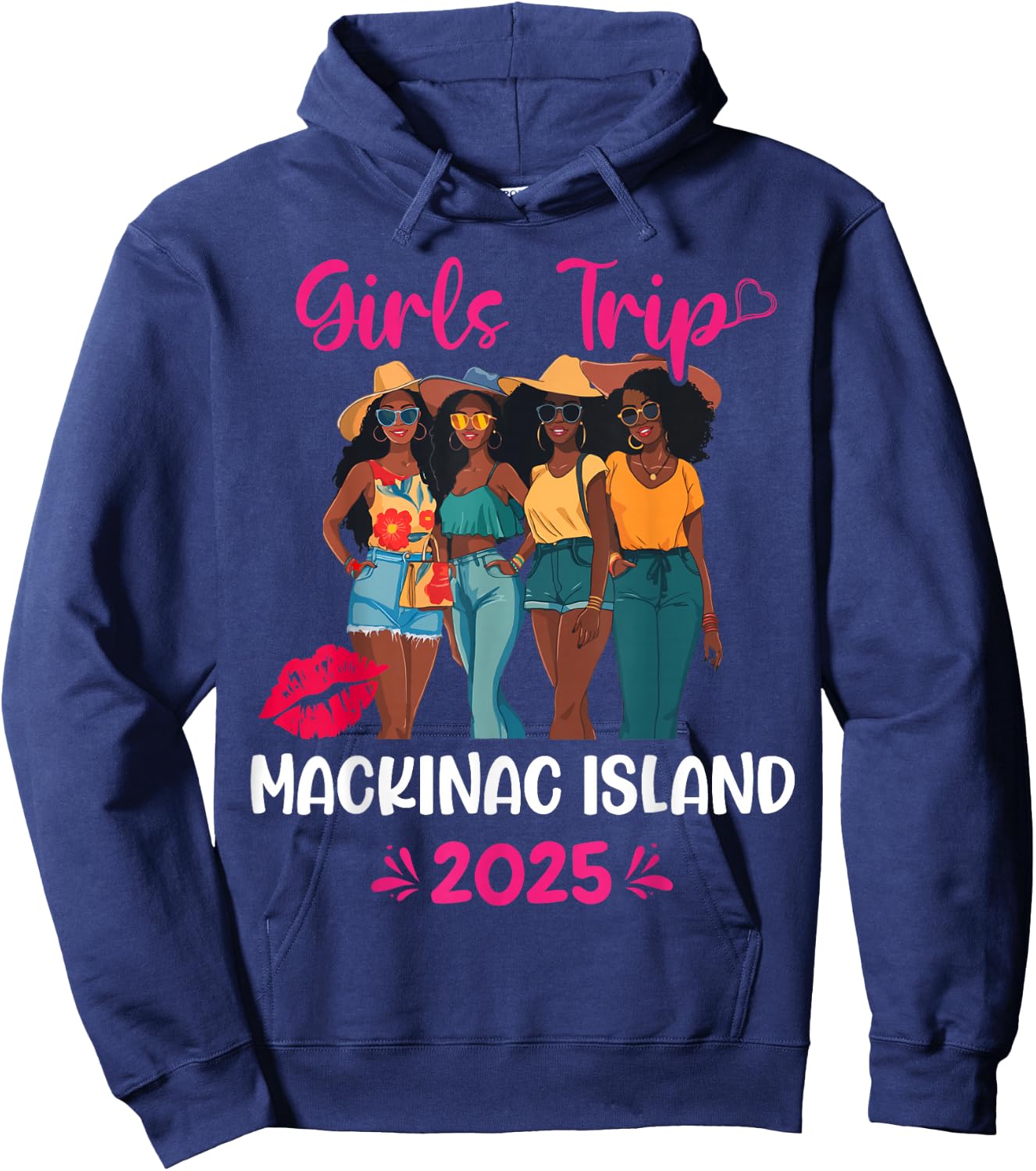 Black Girls Trip Mackinac Island 2025 Vacation Matching Hoodie - Hoodie | Navy