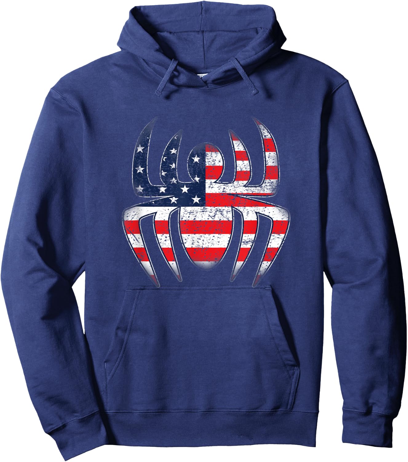 Kids Spider American Flag Cool 4th of July Vintage Graphic Hoodie - Hoodie | Navy