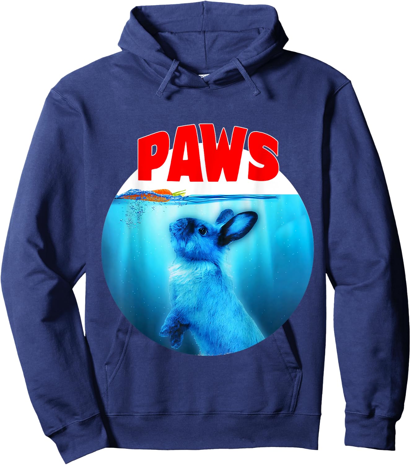 Paws Jaws Rabbit Carrot Funny Bunny Lovers Gifts Fun Parody Hoodie - Hoodie | Navy