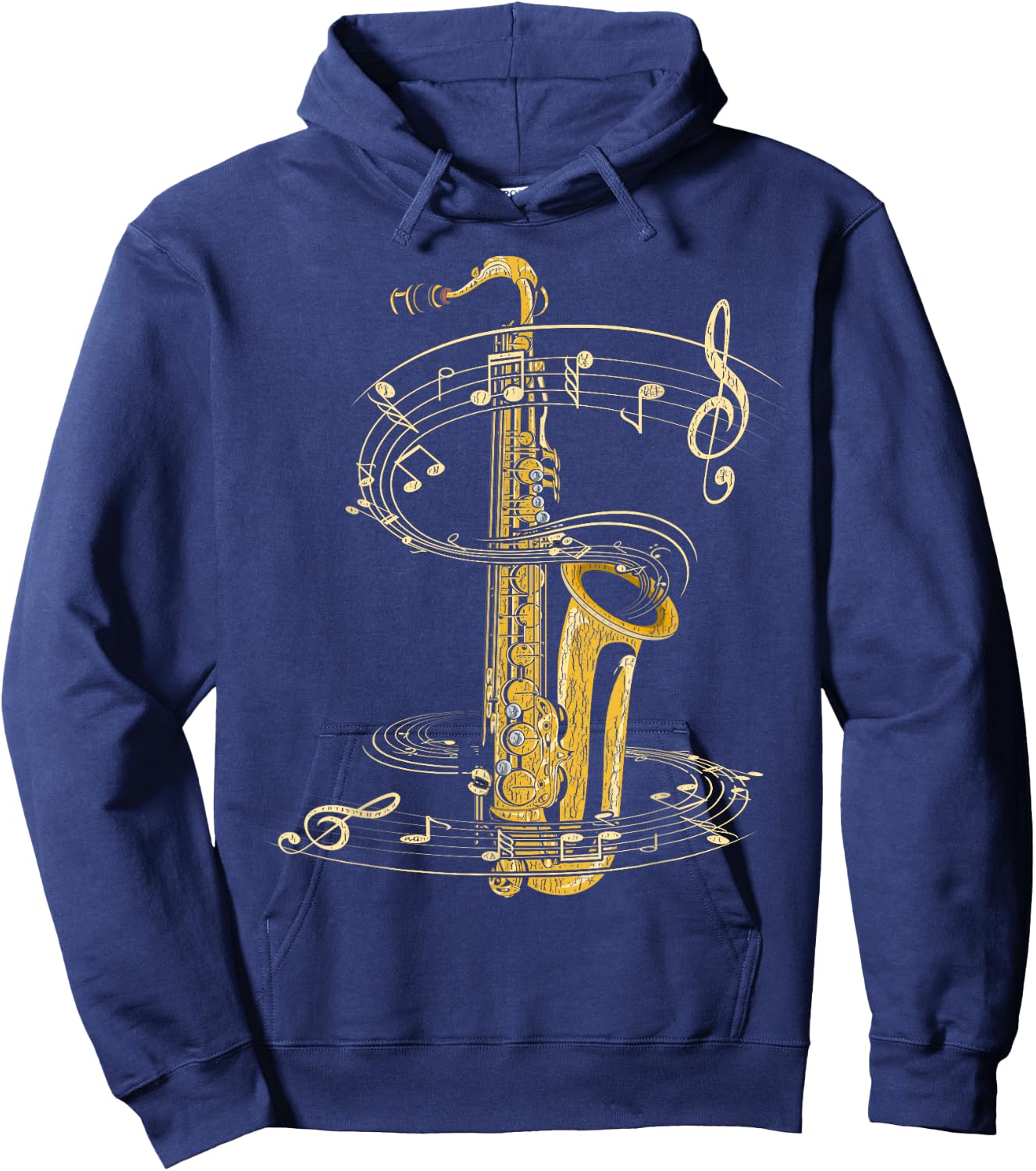 Sax Player Saxophonist Music Notes Treble Clef Saxophone Hoodie - Hoodie | Navy