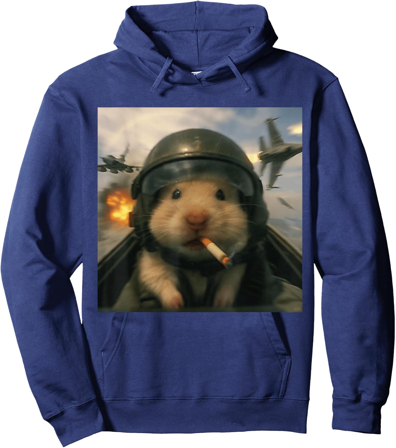 Silly Hamster Pilot Gen Alpha Pet Humor Fighter Jet Boys Hoodie - Hoodie | Navy