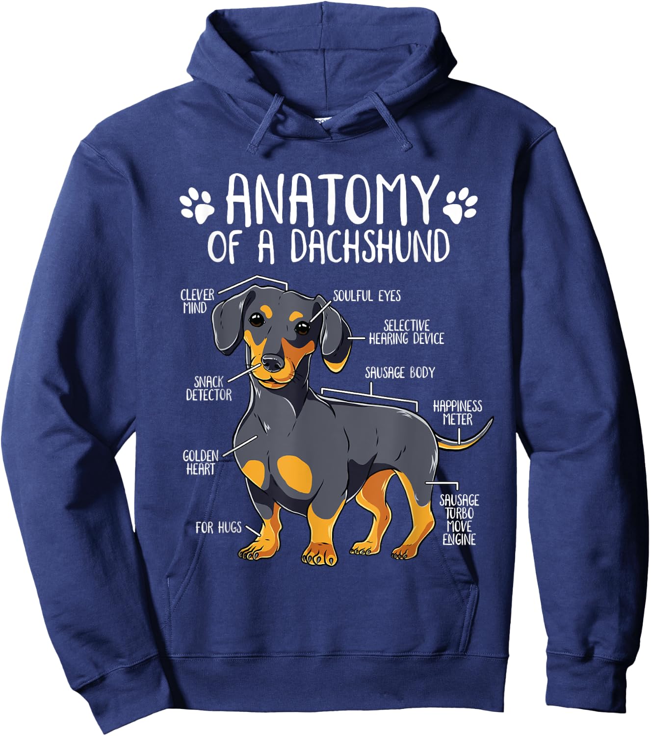 Funny Anatomy Dachshund Wiener Dog Cute Doxie Lover Hoodie - Hoodie | Navy