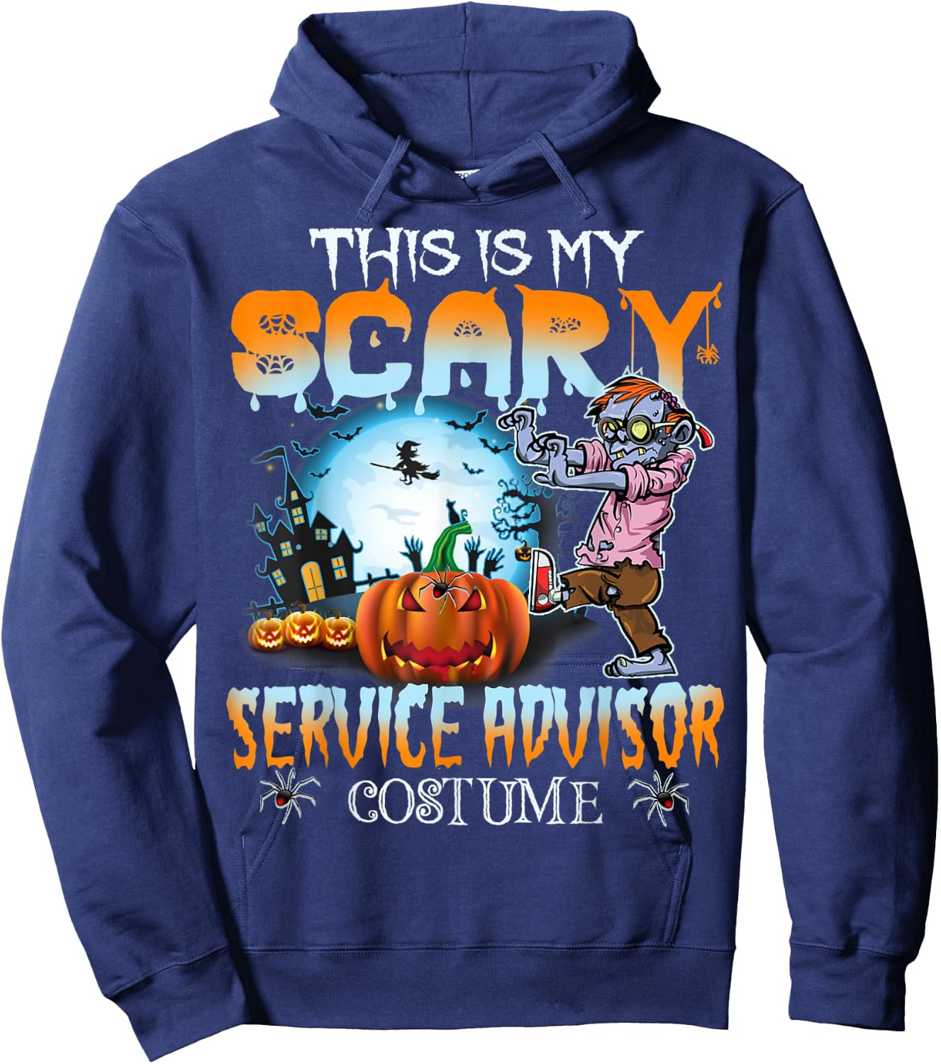 This Is My Scary Service Advisor Costume Pumpkin Halloween Hoodie - Hoodie | Navy