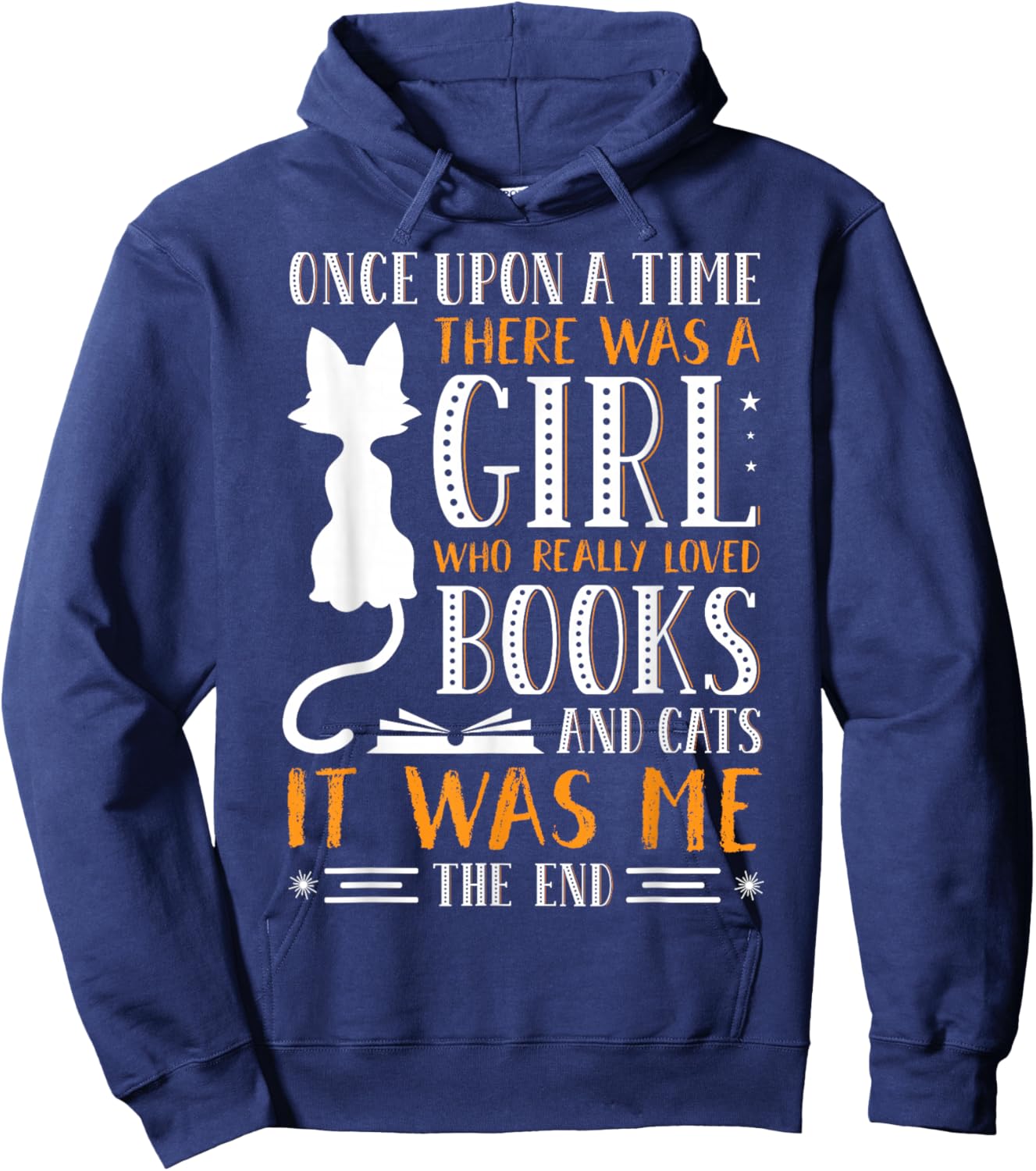 Once Upon A Time There Was A Girl Loves Books & Cats Reading Hoodie - Hoodie | Navy