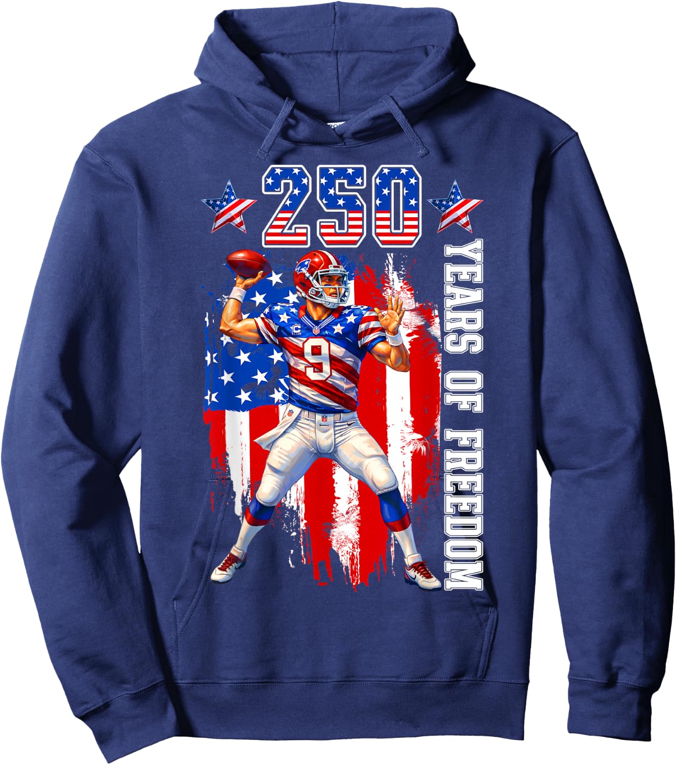 250th Anniversary 1776 2026 Football 250th Birthday Men Boys Hoodie - Hoodie | Navy