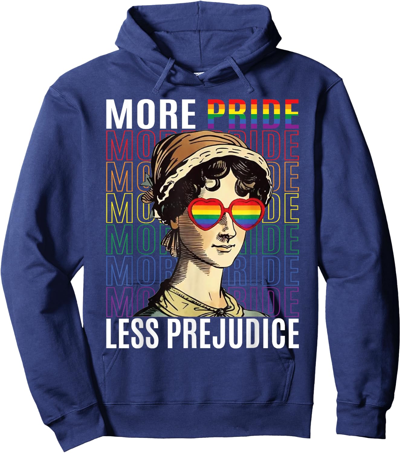 More Pride Less Prejudice Funny LGBTQ Pride Jane Austen Hoodie - Hoodie | Navy