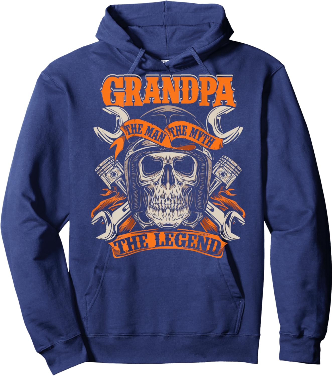 Biker Grandpa Design On Back Of Clothing Father's Day Hoodie - Hoodie | Navy