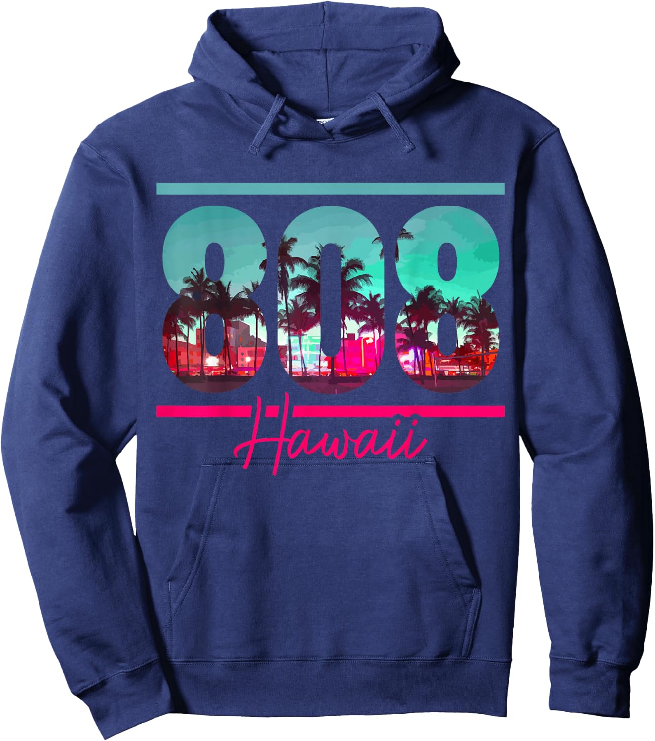 Hawaii Area Code 808 Vintage Retro Hawaiian Islands Hoodie - Hoodie | Navy