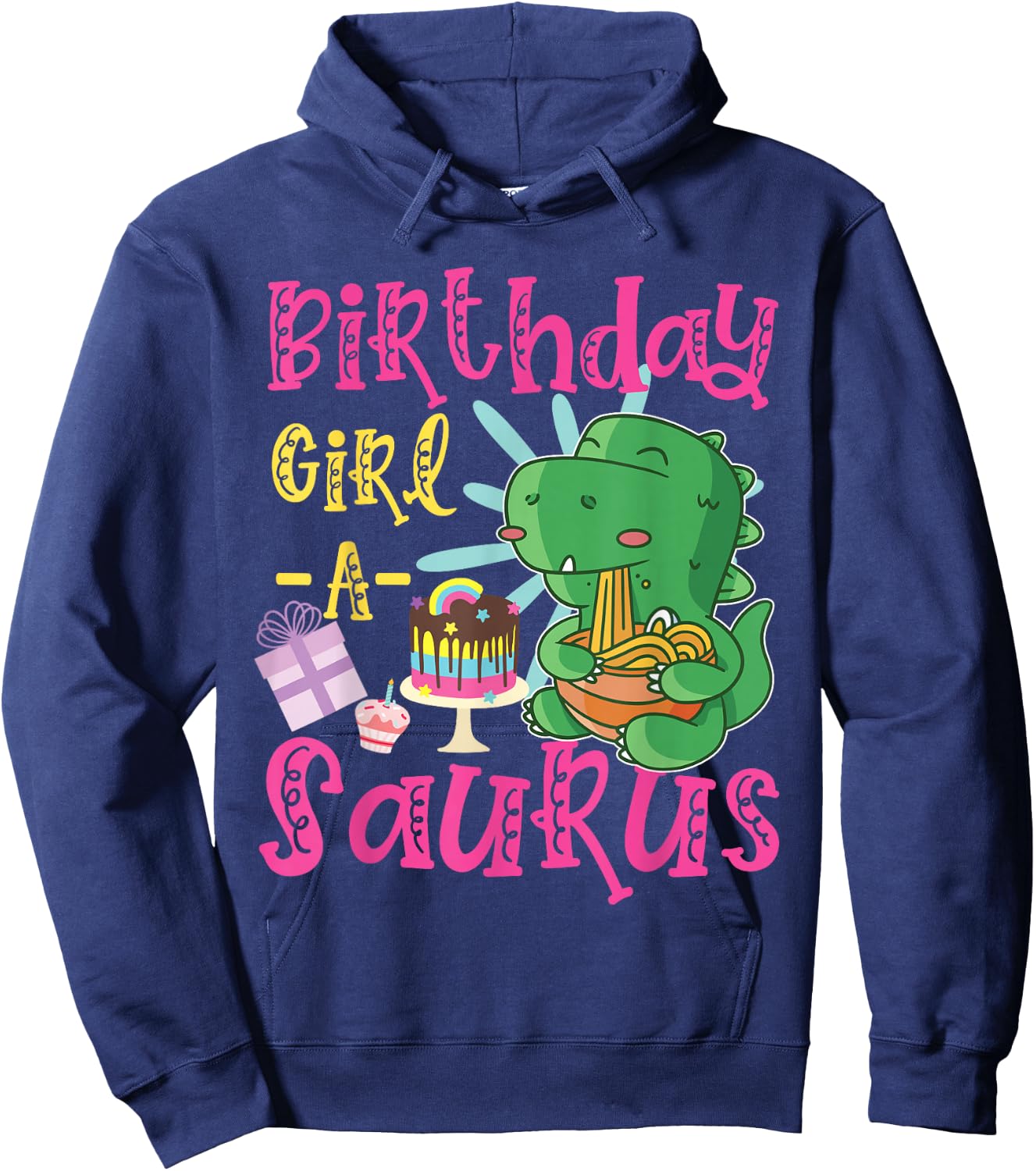 Birthday Girl-A-Saurus Cute Dinosaur Hoodie - Hoodie | Navy