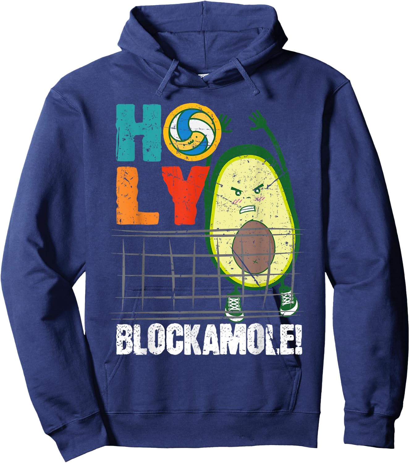 Holy Blockamole Funny Volleyball Block Avocado Design Hoodie - Hoodie | Navy