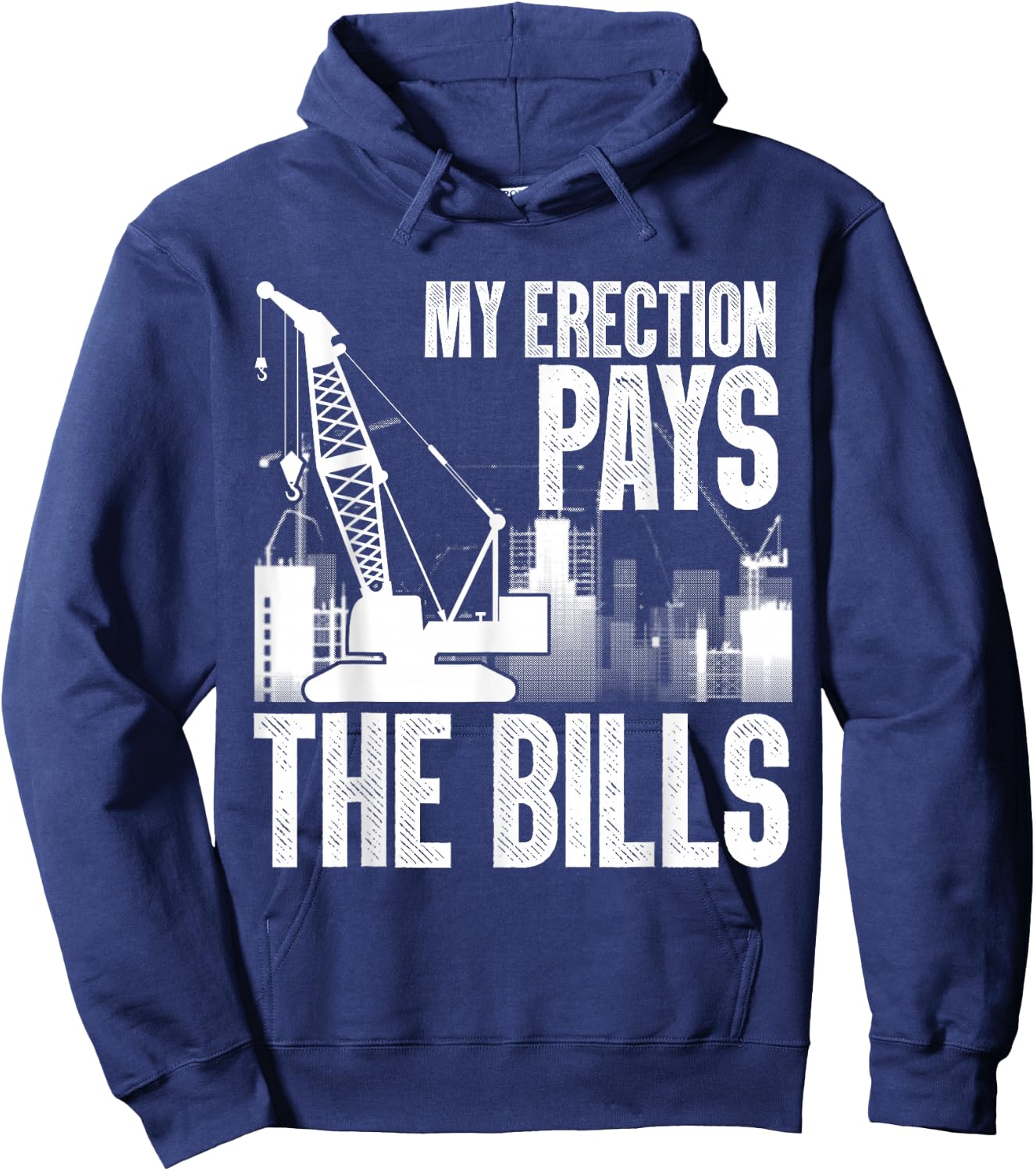 Funny Crane Operator Art Men Dad Construction Crawler Crane Hoodie - Hoodie | Navy
