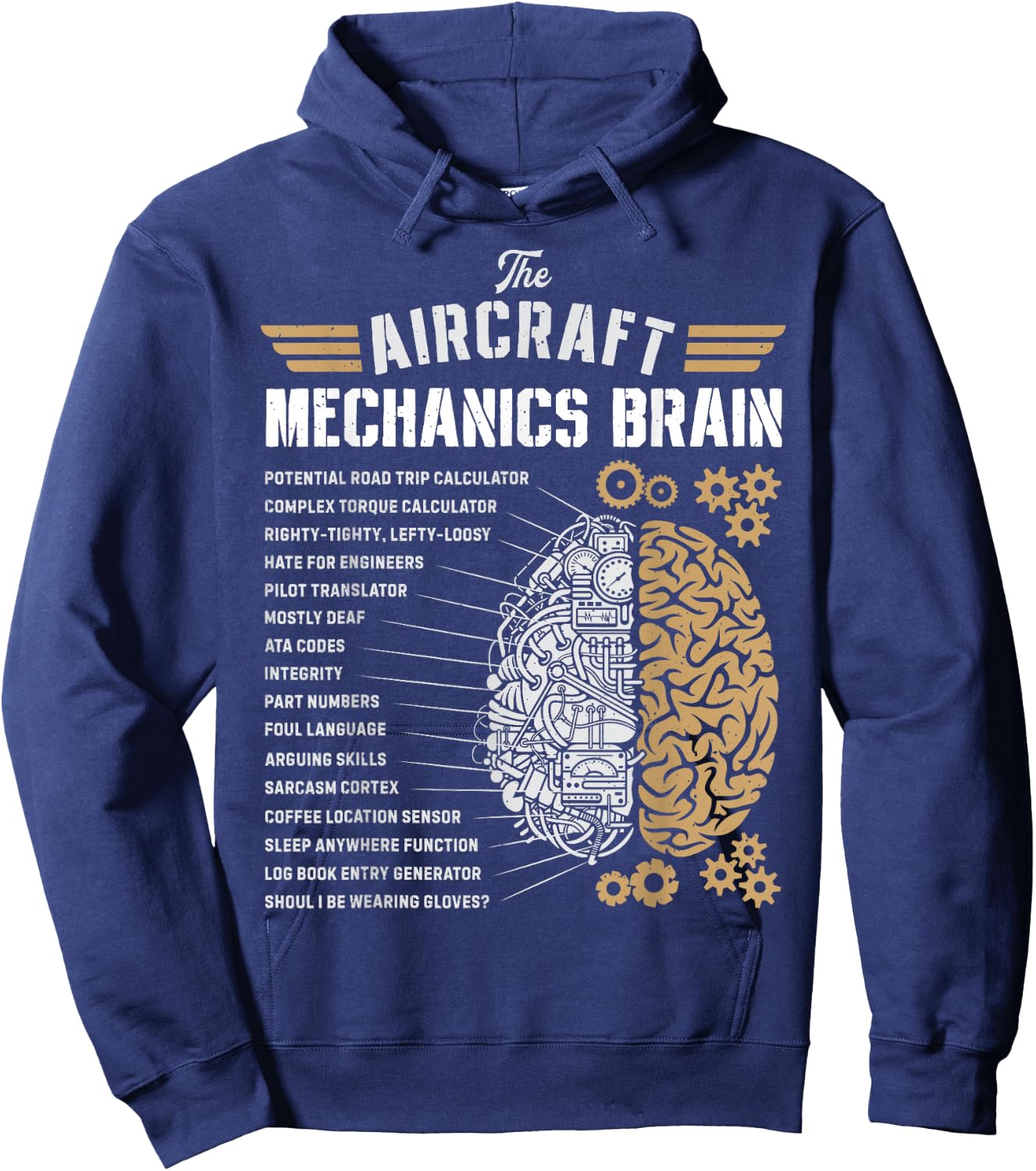 Aircraft Mechanics Brain Funny Aviation Technician Gifts Men Hoodie - Hoodie | Navy