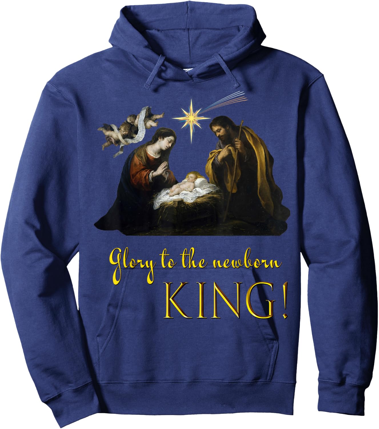 Christmas Religious Nativity Glory to the newborn King Hoodie - Hoodie | Navy