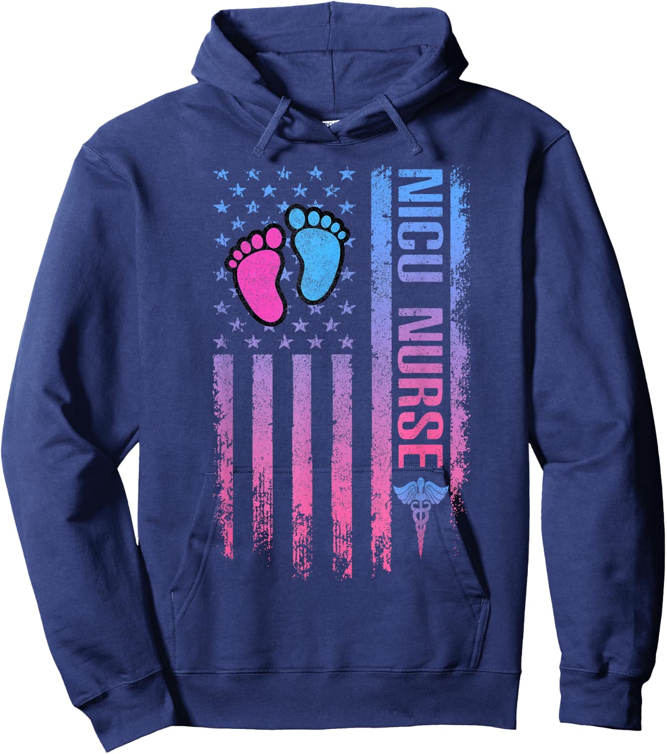 Cute American Flag - Patreotic NICU Nurse Hoodie - Hoodie | Navy