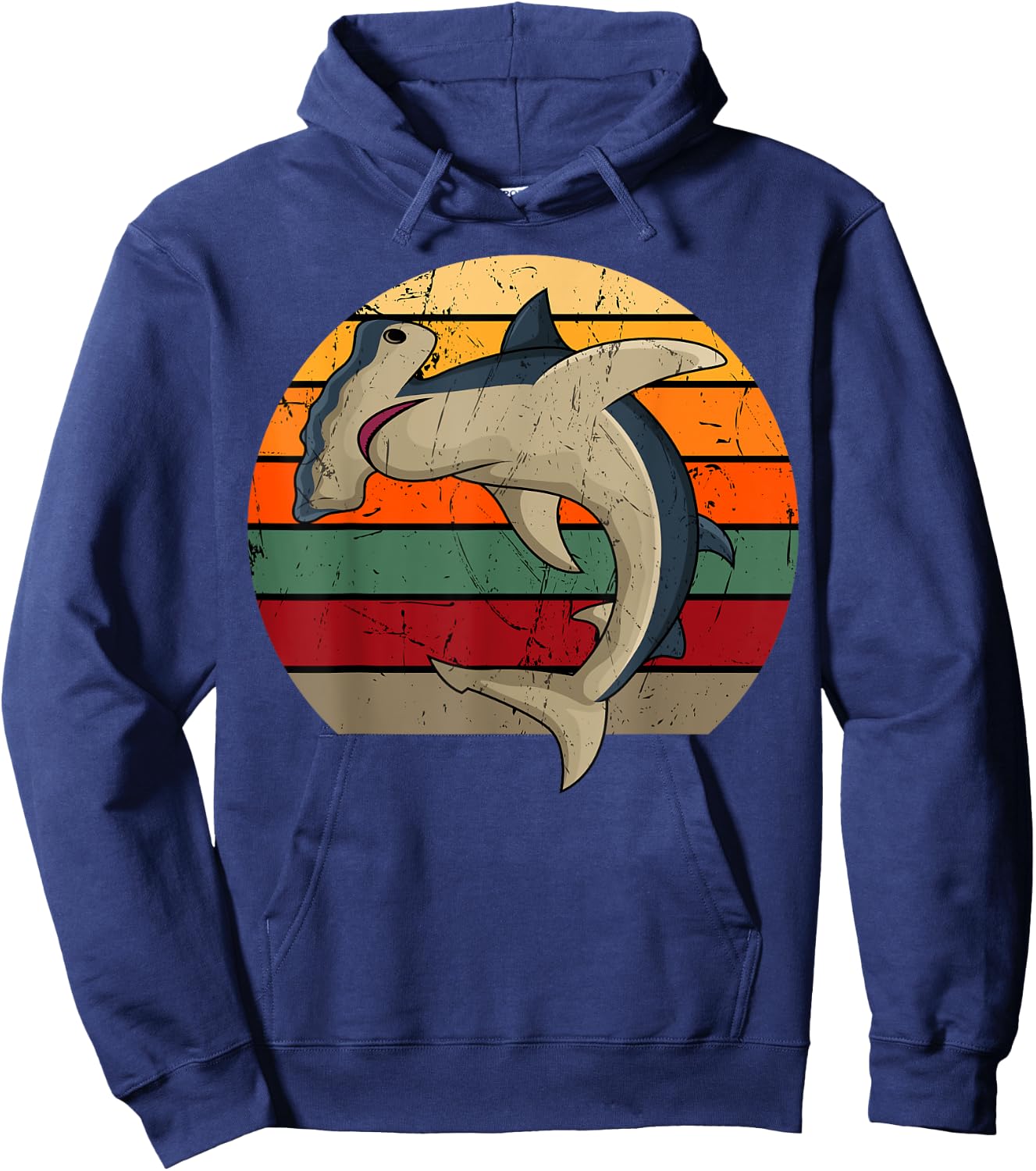 Retro Hammerhead Shark Hoodie - Hoodie | Navy