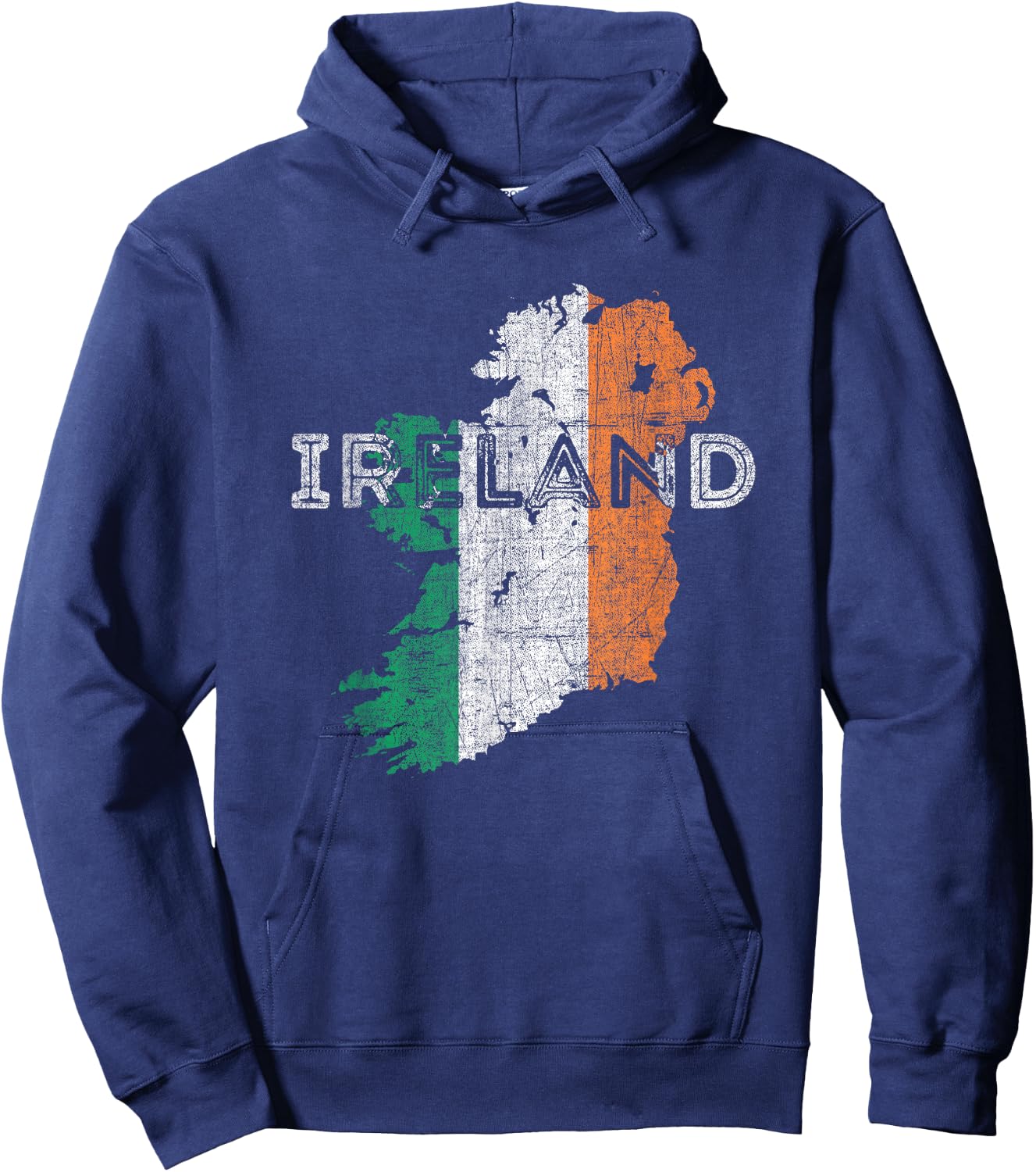 Irish Map and Flag Souvenir - Distressed Ireland Hoodie - Hoodie | Navy