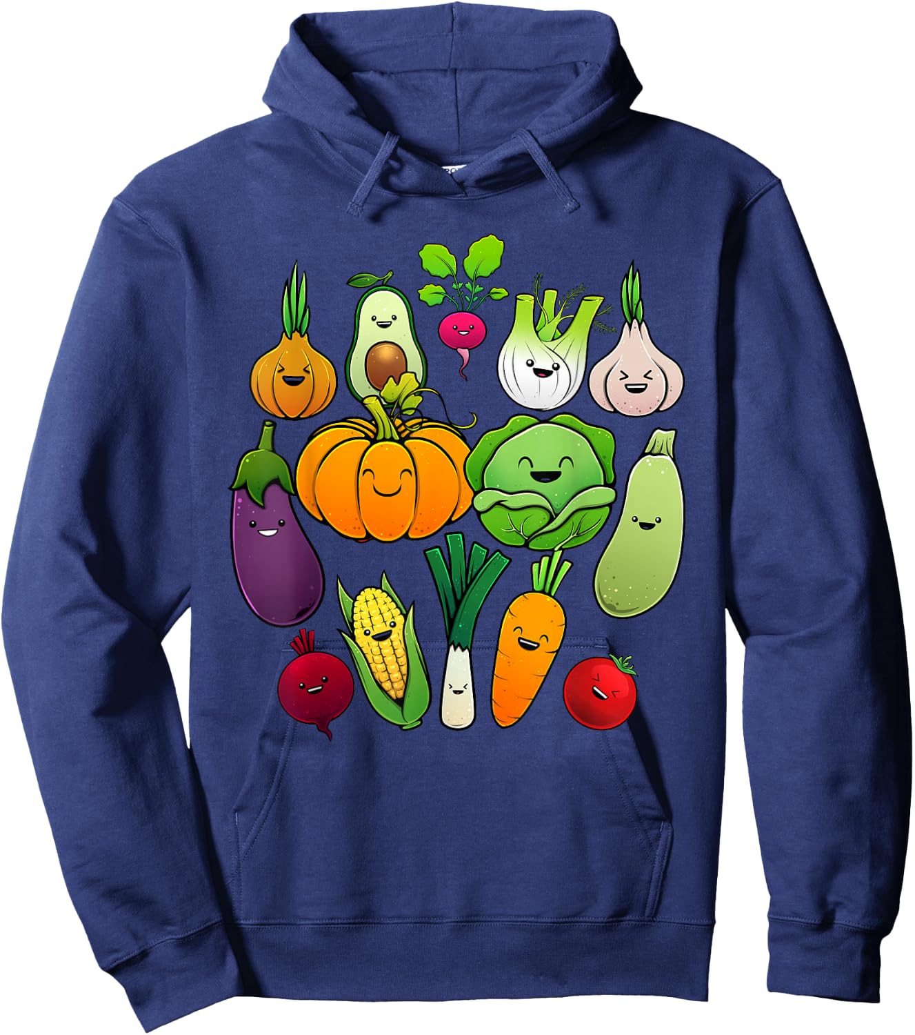 Cute Vegetable Art Men Women Healthy Veggie Vegan Gardening Hoodie - Hoodie | Navy