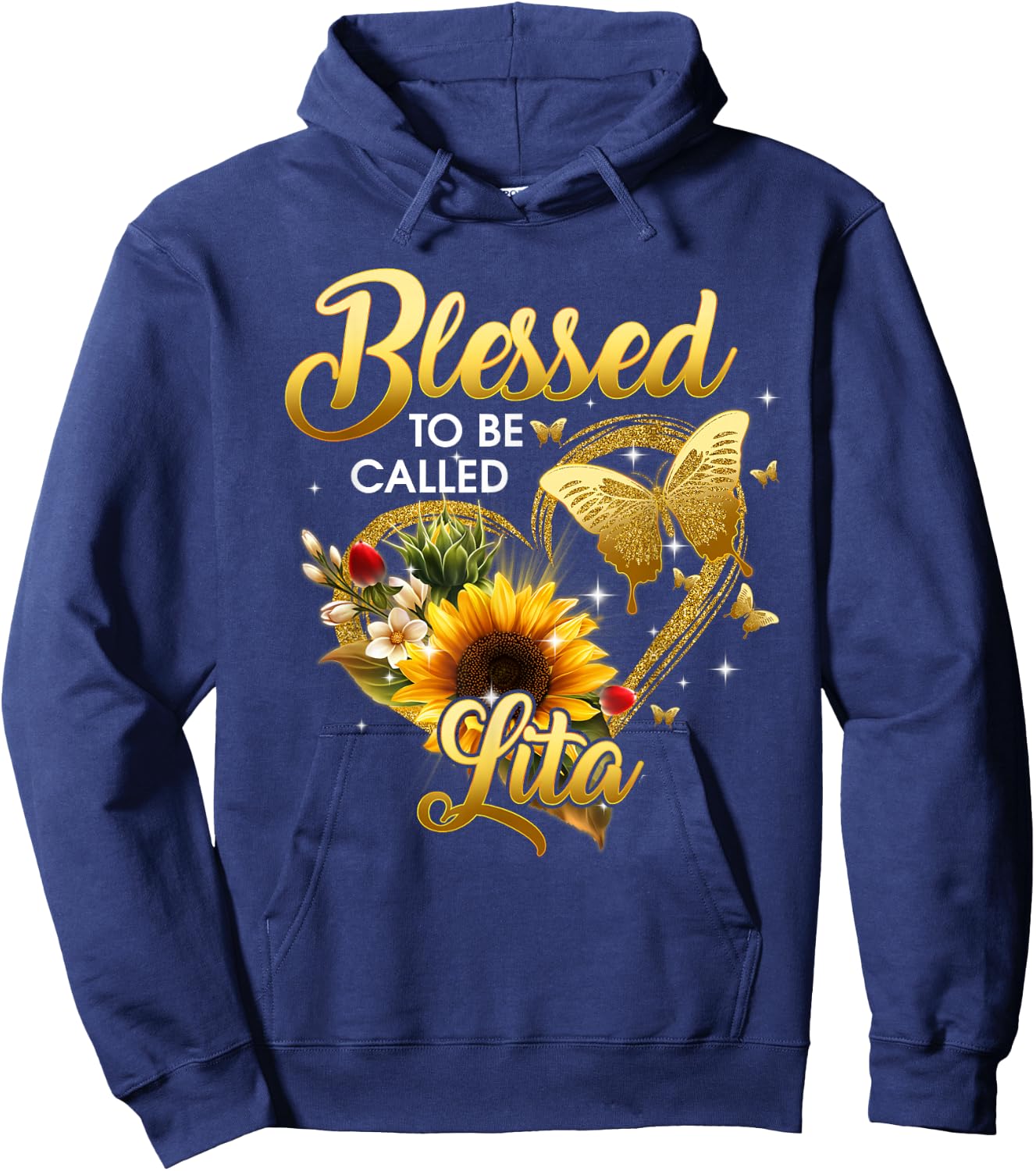 Blessed To Be Called Lita Grandma Sunflower Mothers Day 2022 Hoodie - Hoodie | Navy