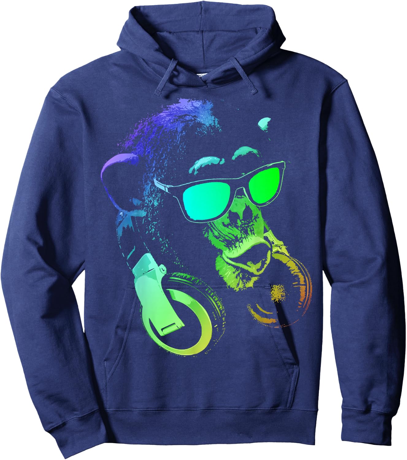 Monkey Chimp With Sunglasses And Headphones Hoodie - Hoodie | Navy