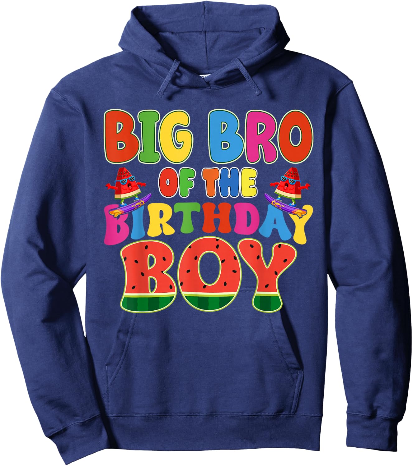 Big Bro of The Birthday Boy Melon Family Matching Funny Hoodie - Hoodie | Navy