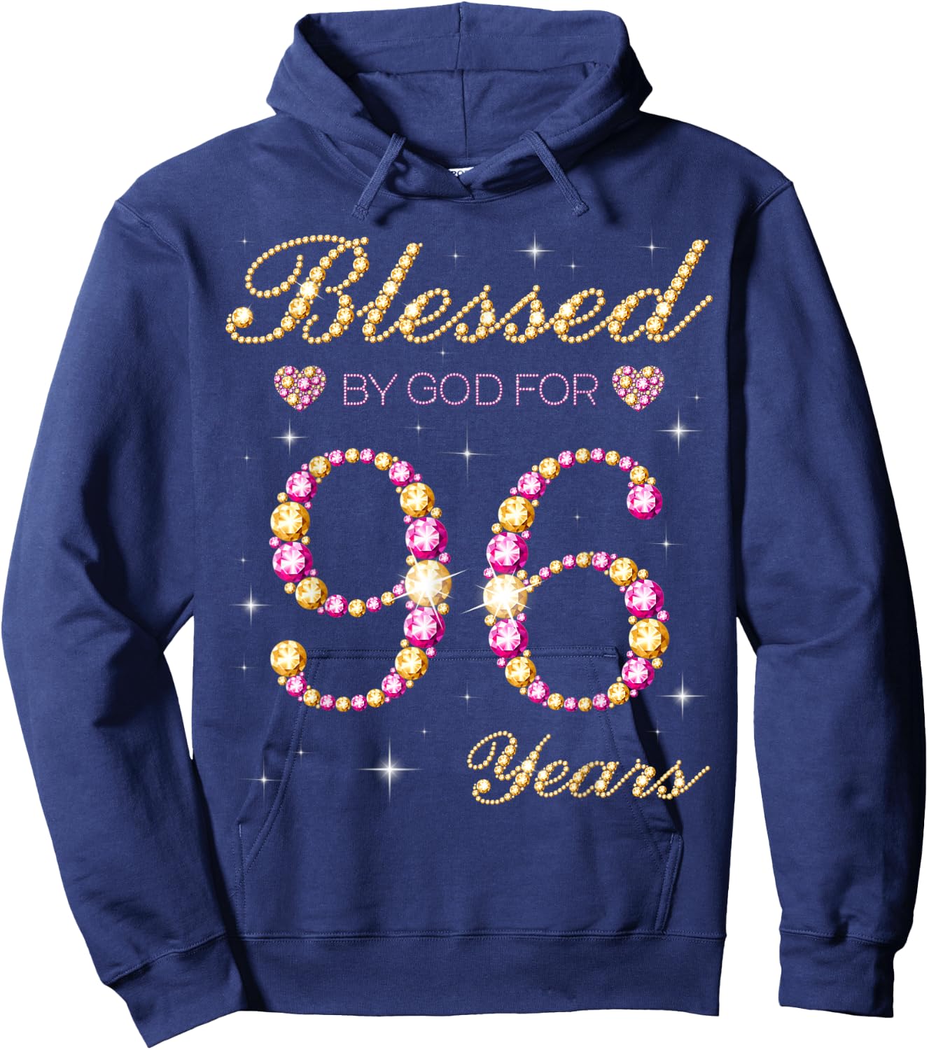 Blessed By God For 96 Years Old 96th Birthday Party Hoodie - Hoodie | Navy