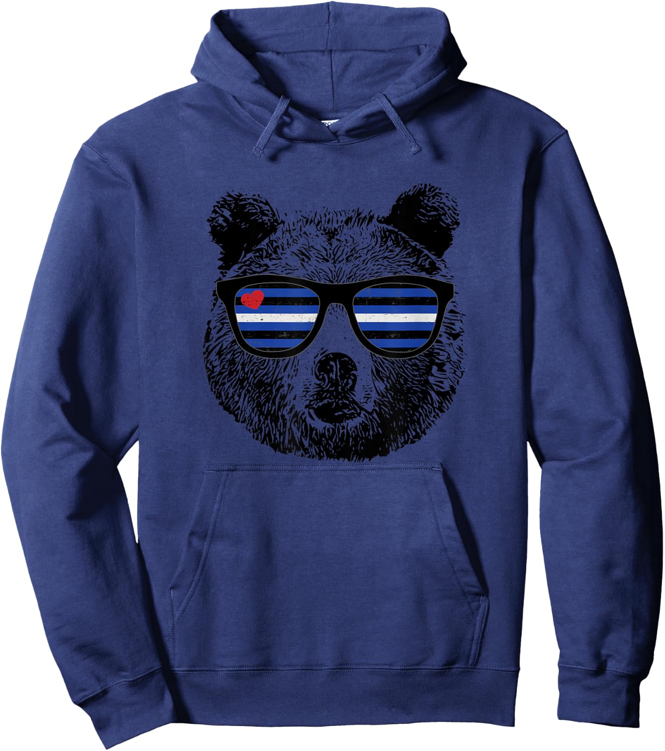 Gay Bear Leather Pride Flag Colors Distressed Hoodie - Hoodie | Navy