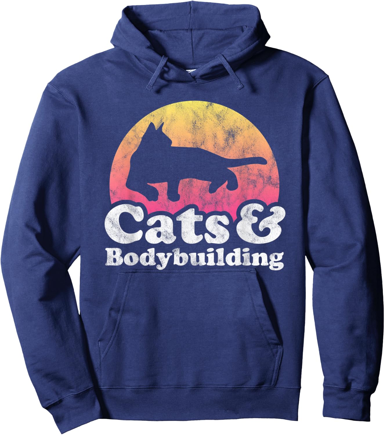 Cats and Bodybuilding Men's or Women's Cat and Bodybuilder Hoodie - Hoodie | Navy