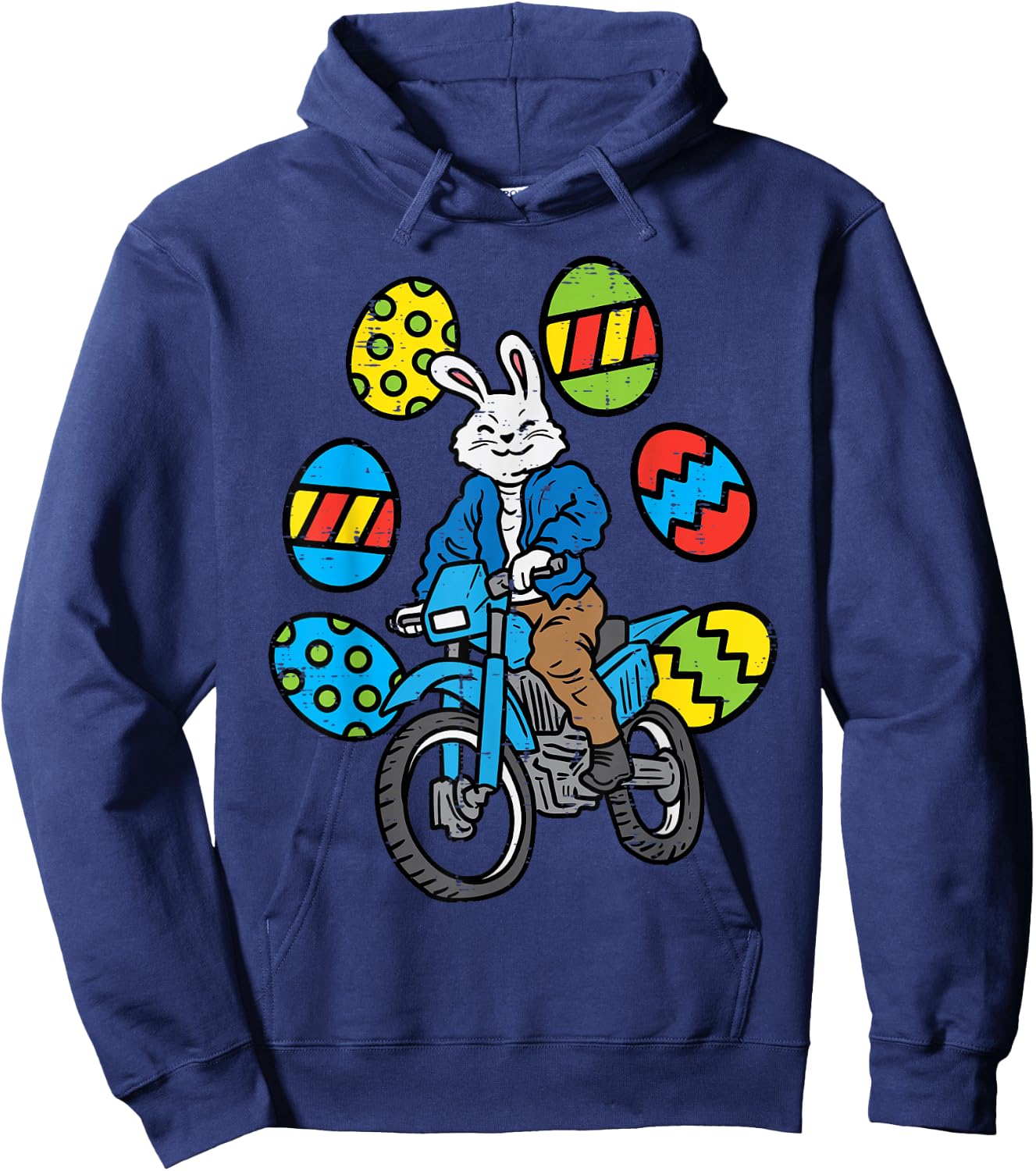 Easter Bunny Riding Dirt Bike Motocross Biker Men Women Kids Hoodie - Hoodie | Navy