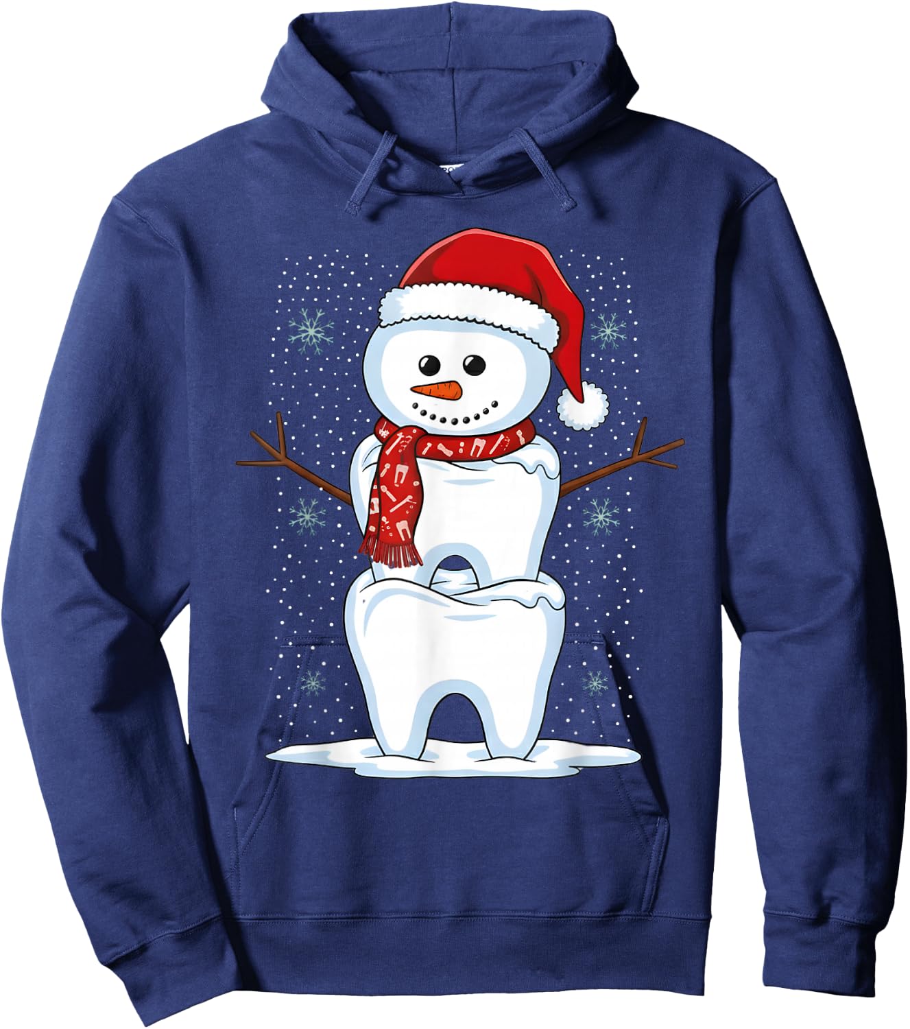 Christmas Dental Teeth Dentist Snowman Xmas Santa Pajamas Hoodie - Hoodie | Navy