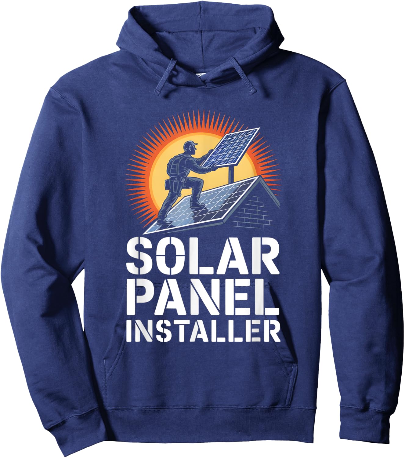 Solar Panel Rooftop Installer Worker Renewable Energy Hoodie - Hoodie | Navy