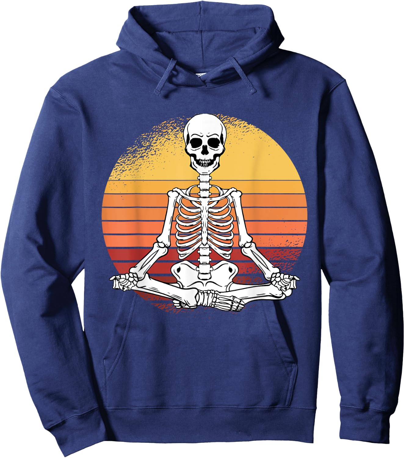 Skeleton Yoga Lazy Halloween Costume Retro Meditation Hoodie - Hoodie | Navy