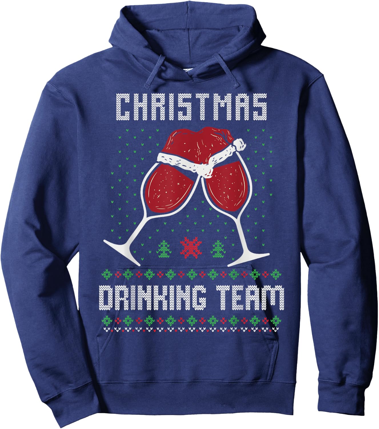 Ugly Christmas Sweater Alcohol Drink Beer Drinking Team Wine Hoodie - Hoodie | Navy