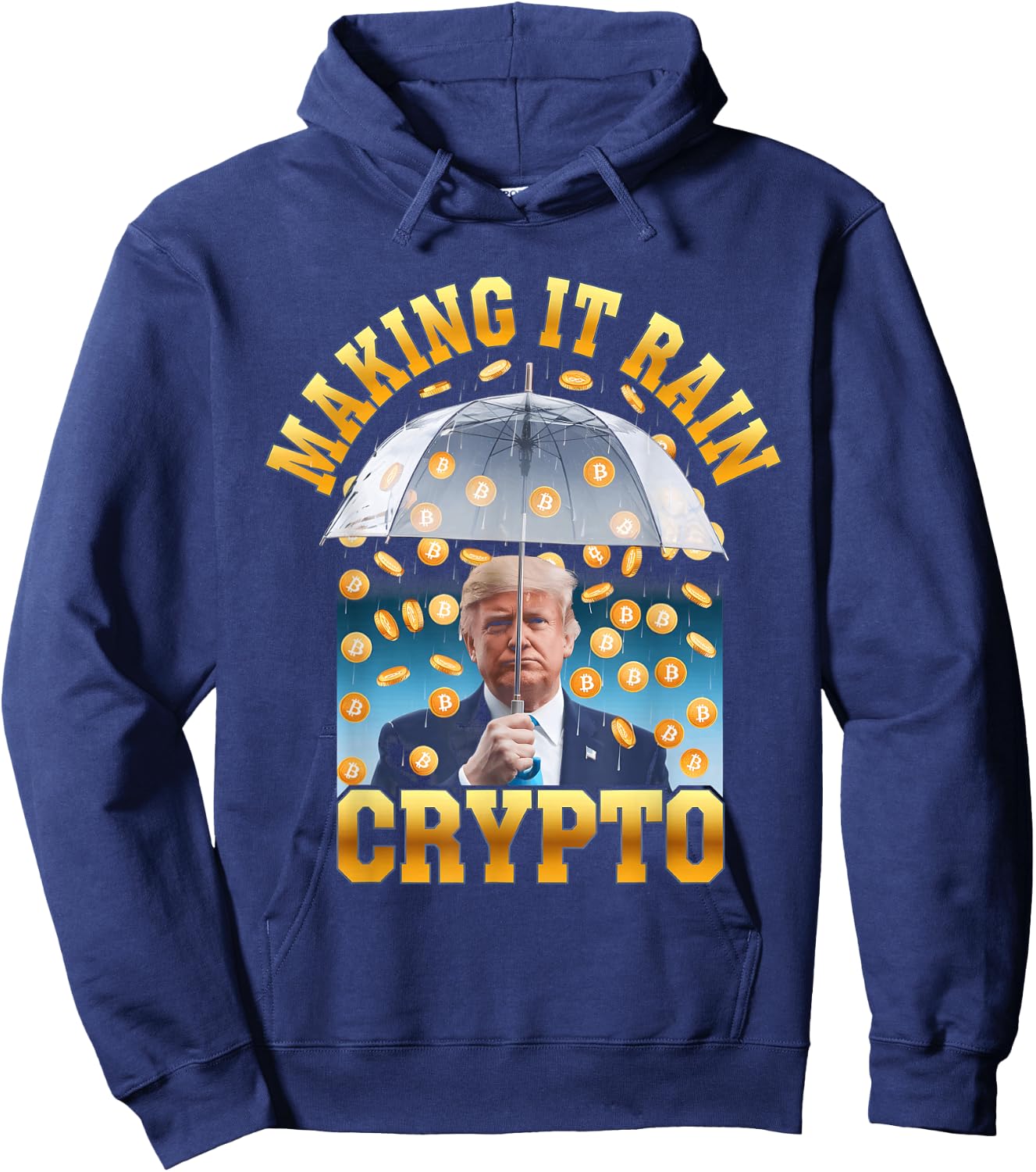 Making It Rain Crypto Cool Crypto President Hoodie - Hoodie | Navy