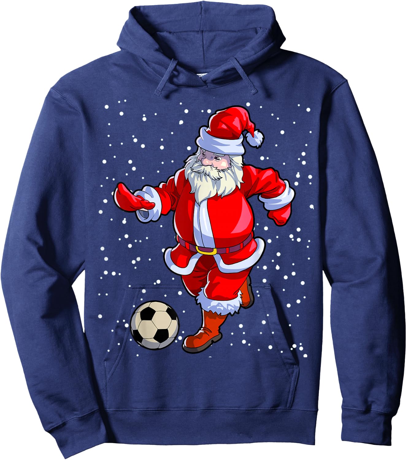 Soccer Christmas Shirt Men Kids Boys Soccer Santa Claus Hoodie - Hoodie | Navy