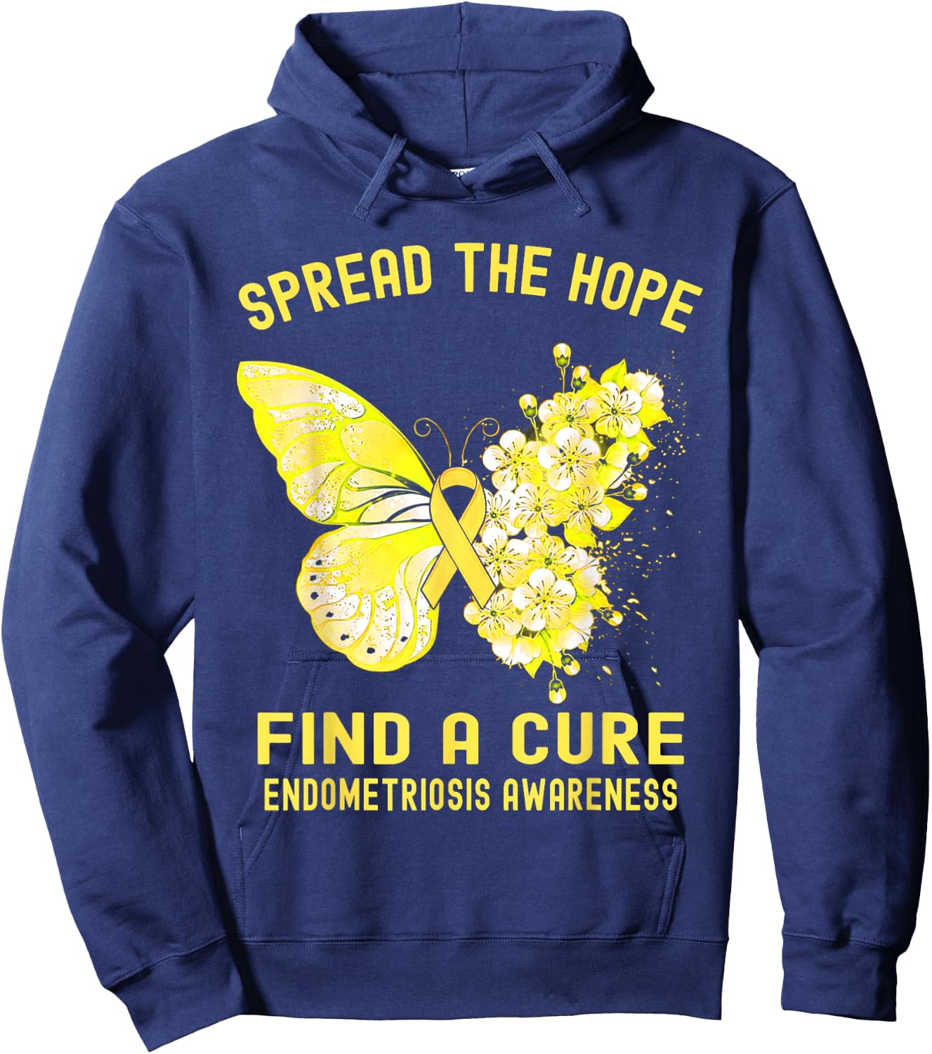 Spread The Hope Find A Cure Endometriosis Awareness Hoodie - Hoodie | Navy