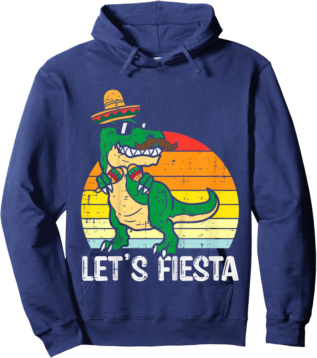 Let's Fiesta Mexican Dino Trex Cinco De Mayo Toddler Boys Hoodie - Hoodie | Navy