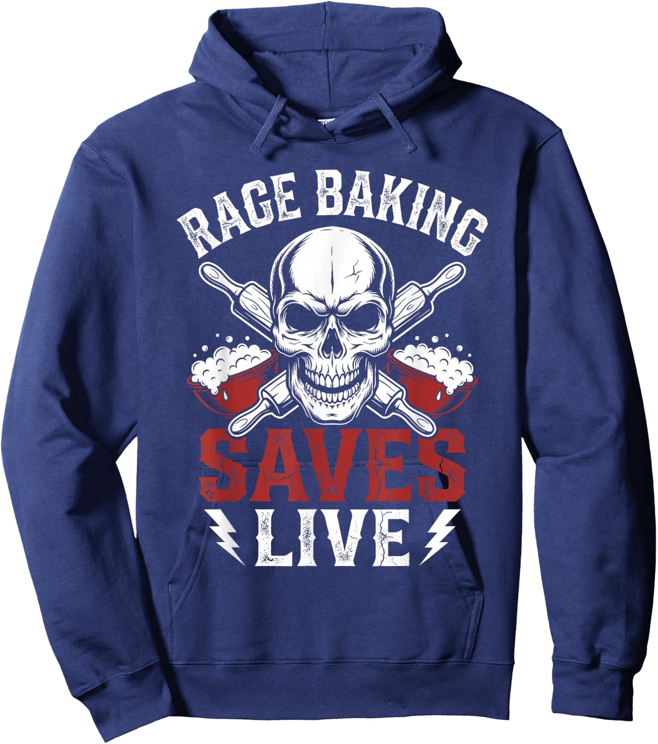 Rage Baking Saves Live Fun Metalhead Stress Baker Hardcore Hoodie - Hoodie | Navy