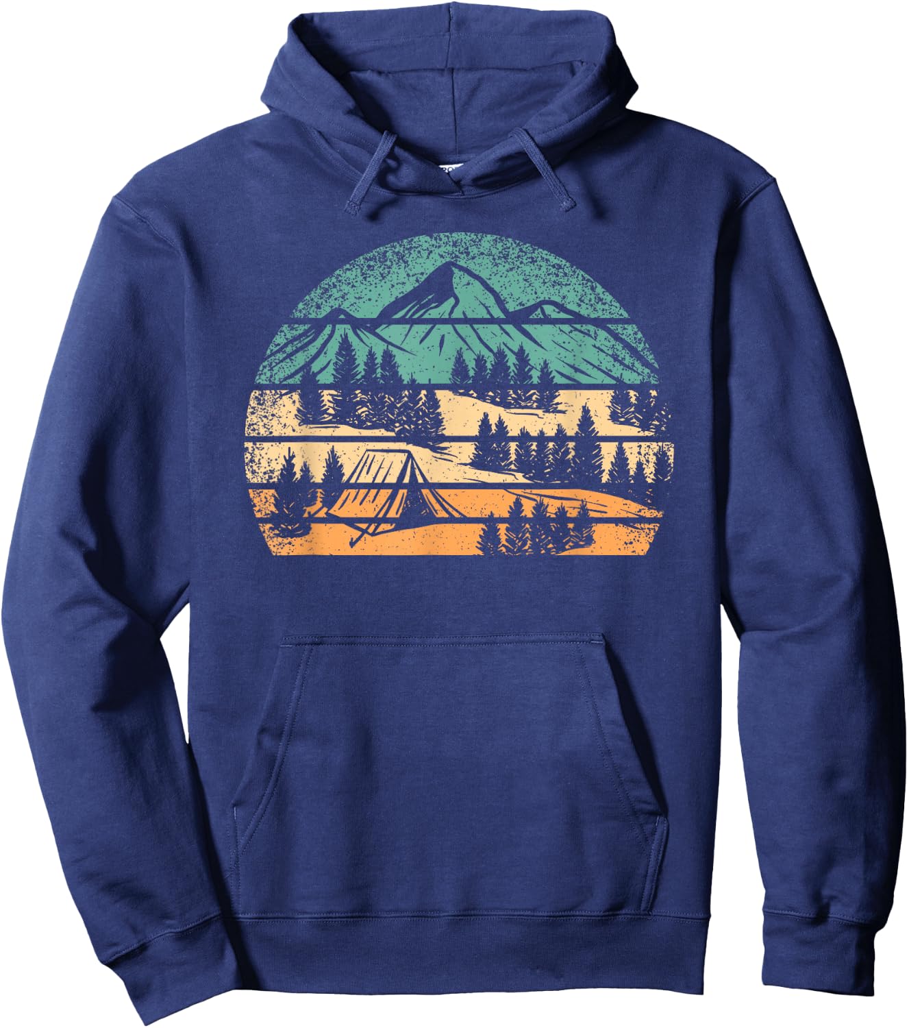 Retro Camping Outdoor Nature Mountain Camper Hiking Men Hoodie - Hoodie | Navy