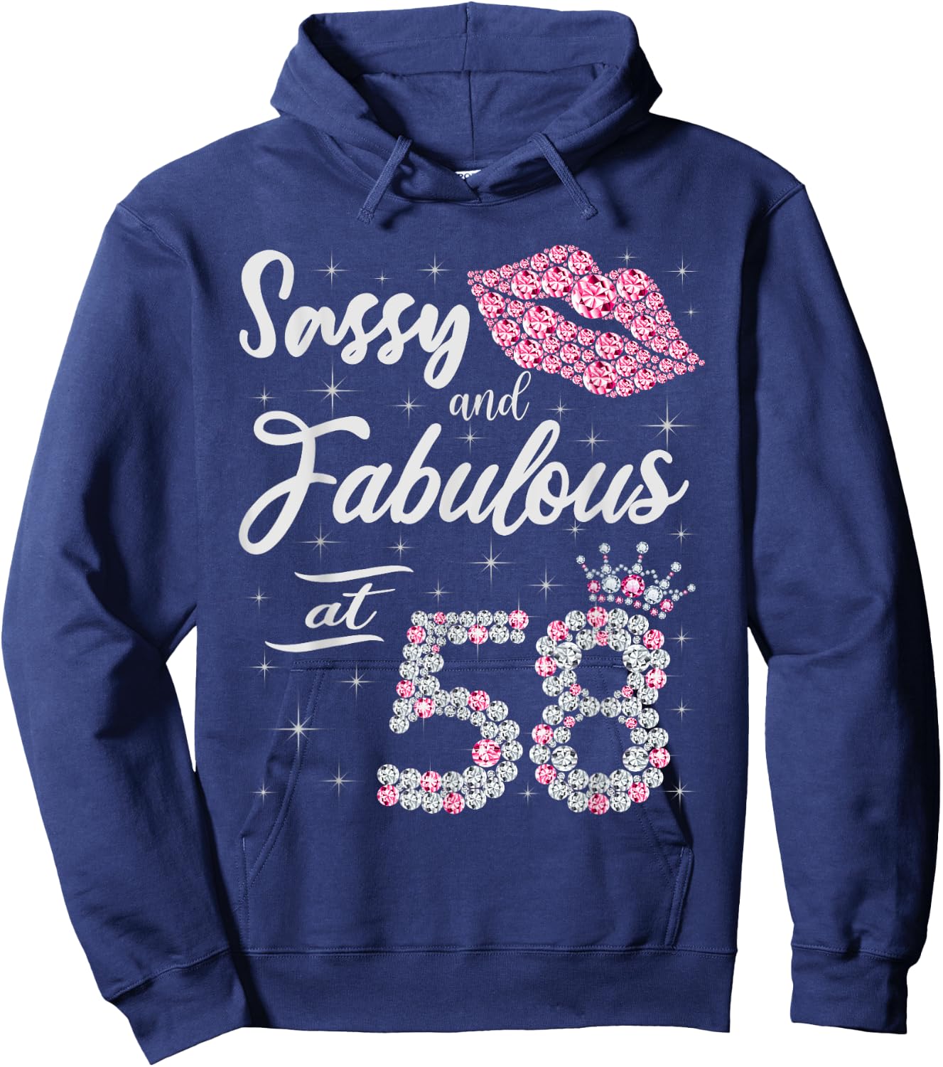 Sassy And Fabulous At 58 58Th Crown Lips Birthday Women Gift Hoodie - Hoodie | Navy