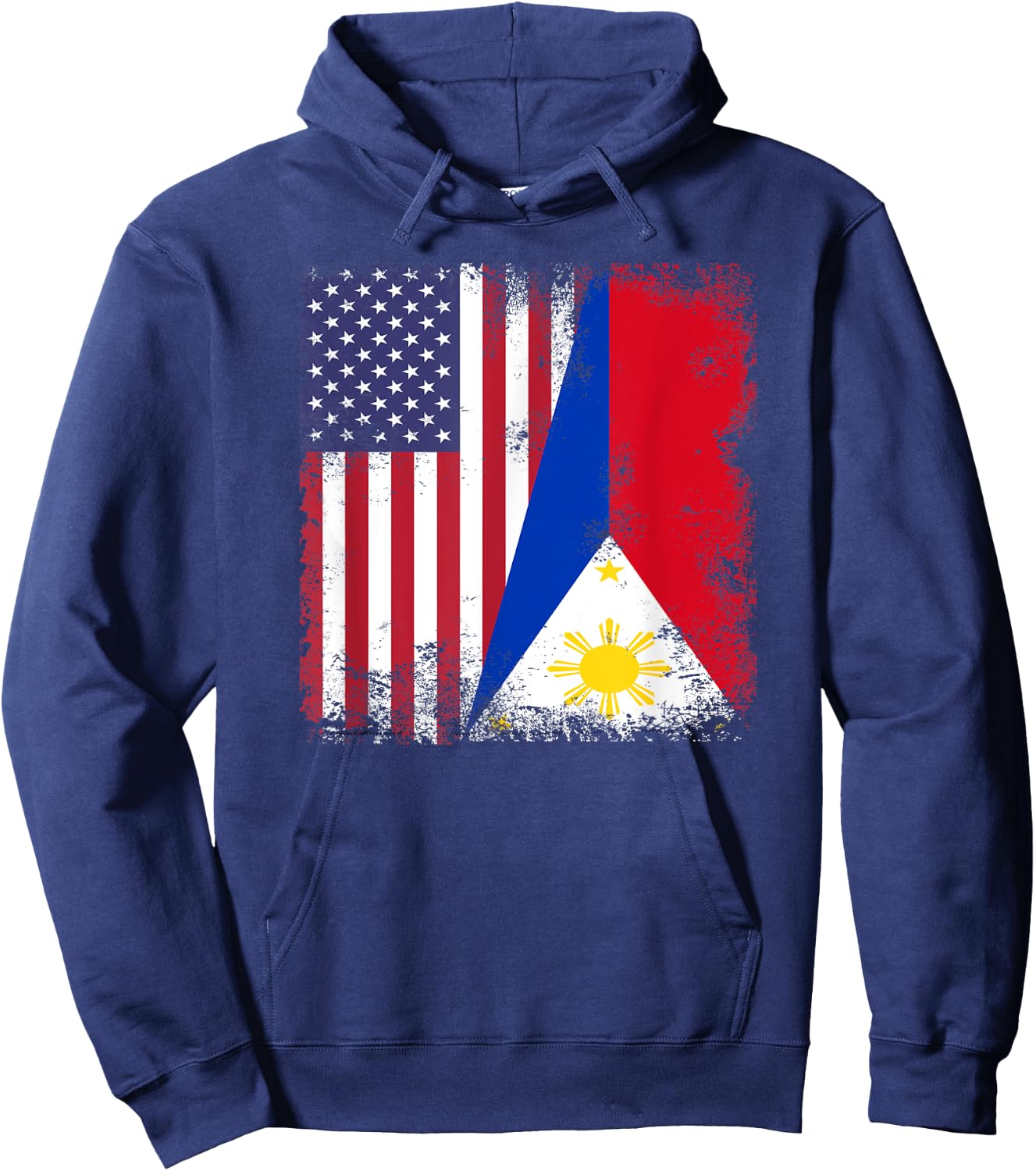 Half Filipino Flag | Vintage Philippines USA Gift Hoodie - Hoodie | Navy