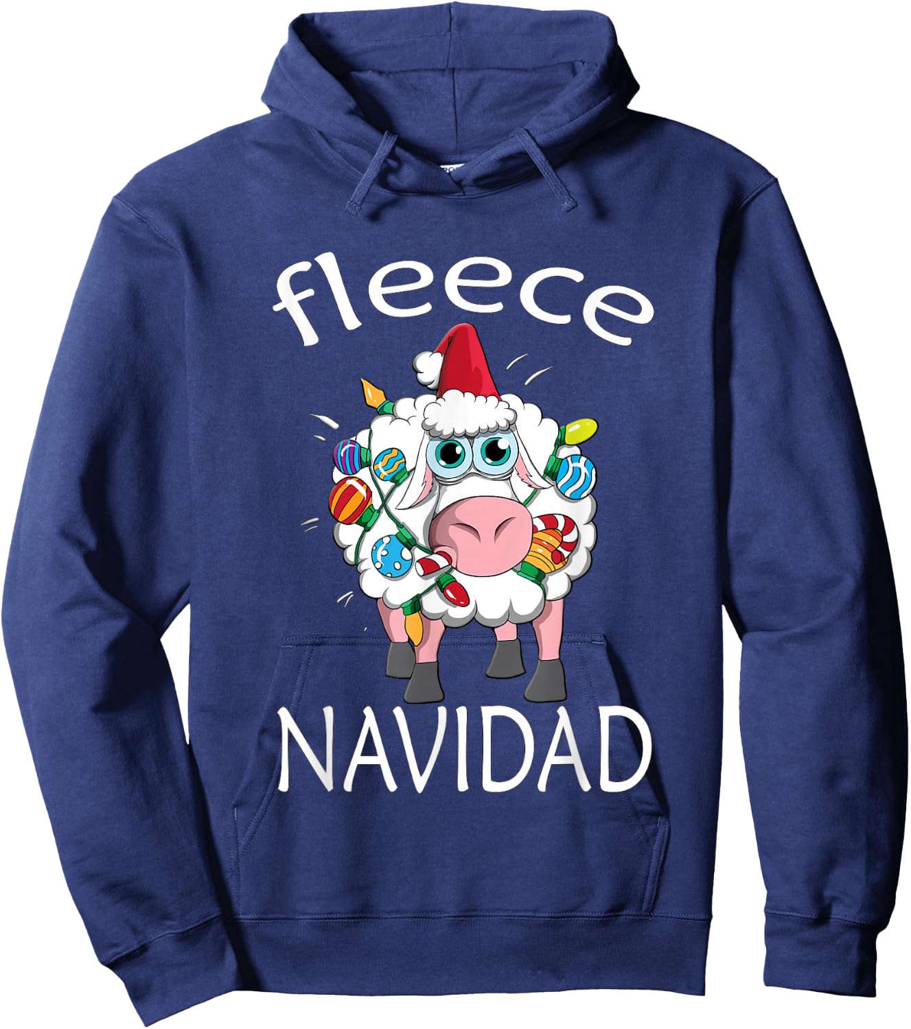 Fleece Navidad Sheep Christmas Feliz Navidad Winter Hoodie - Hoodie | Navy
