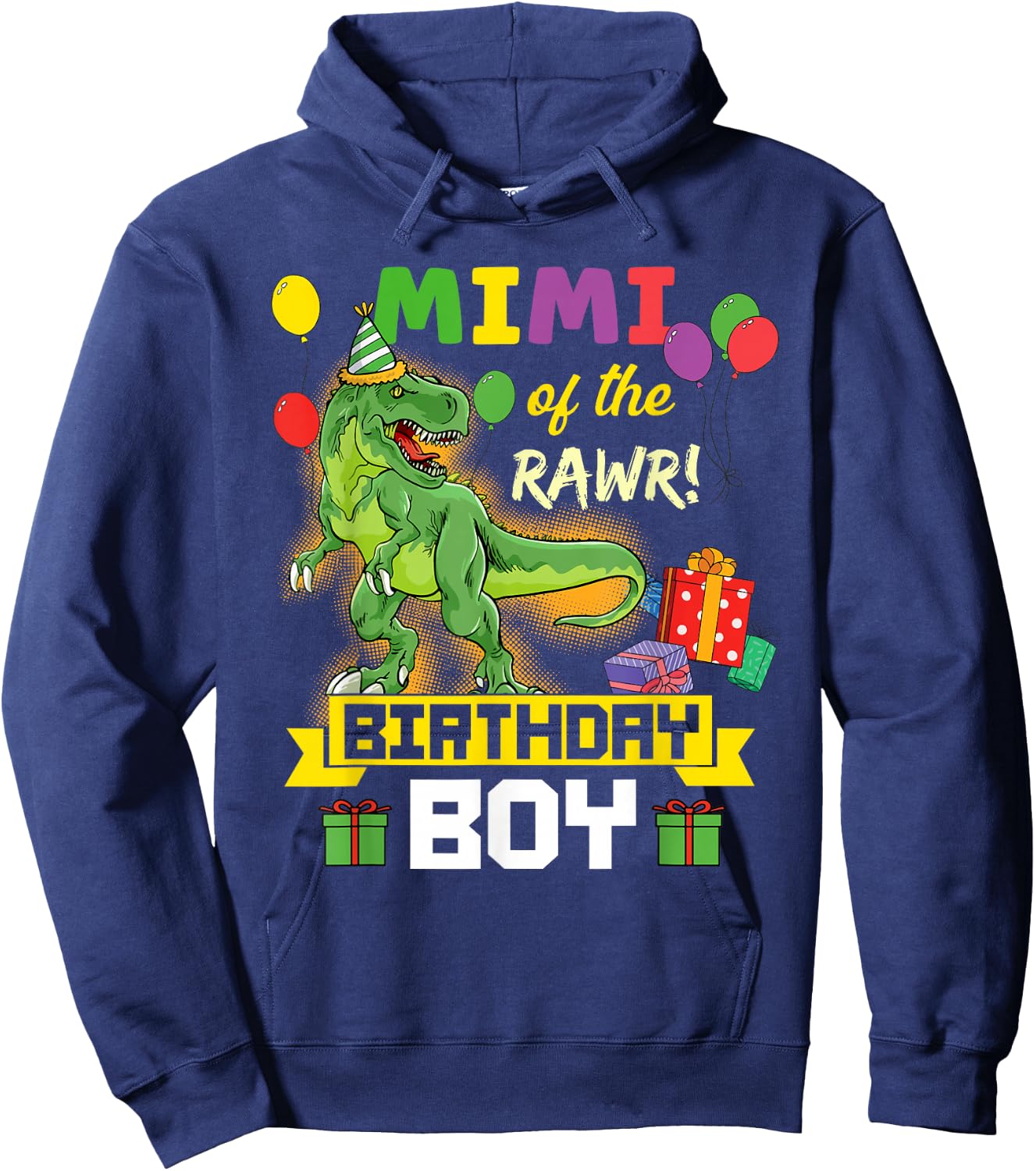 Mimi of the Birthday Boy Dinosaur Celebration Graphic Hoodie - Hoodie | Navy