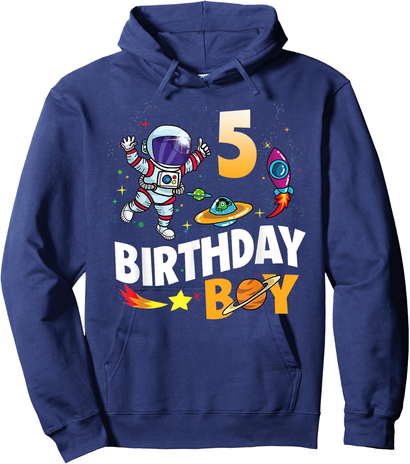 5 Year Old Boy Astronaut 5th Birthday Boy Hoodie - Hoodie | Navy